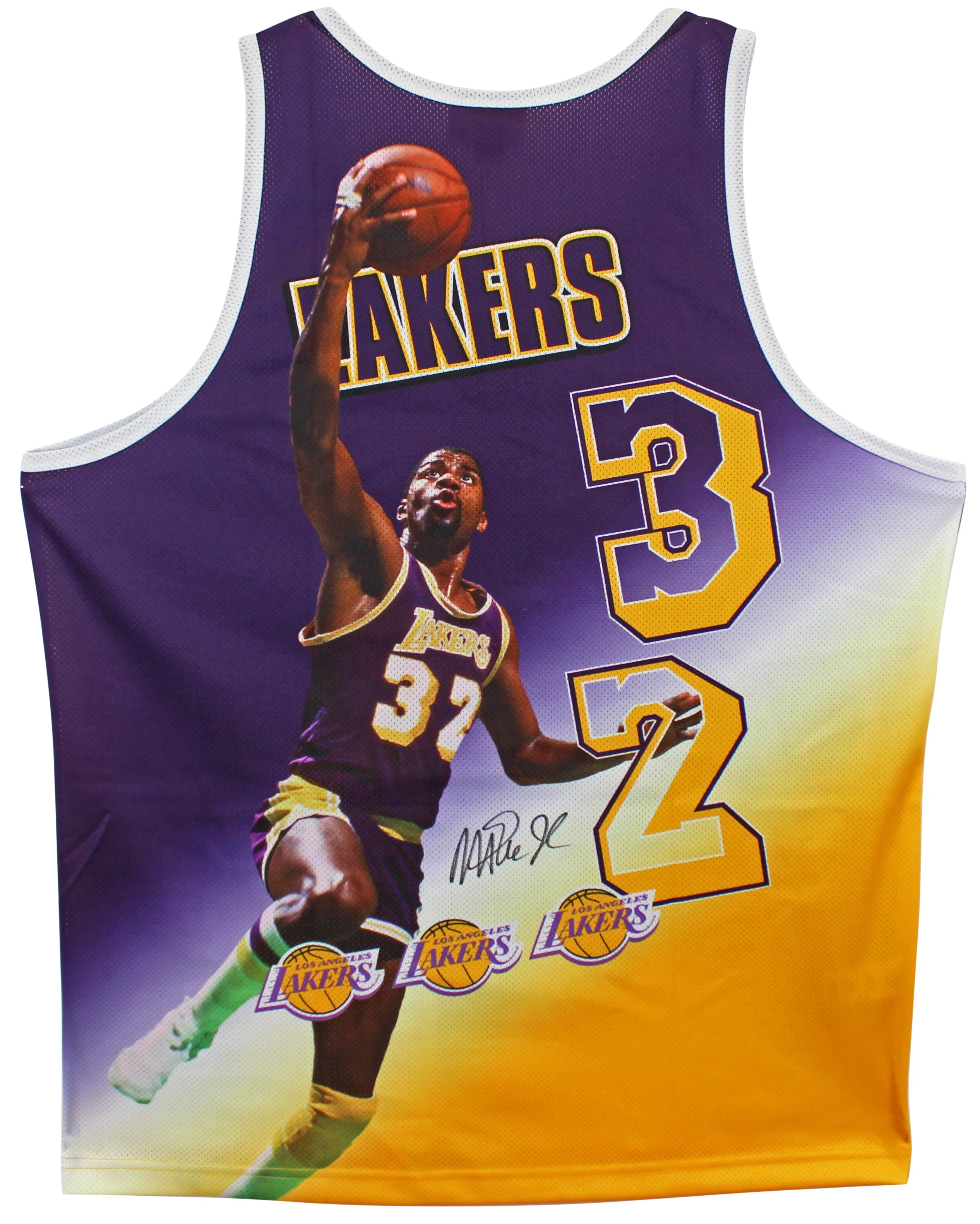 Lakers Magic Johnson Signed M&N HWC Portrait Jersey BAS Witnessed #WP68506 - Image 2