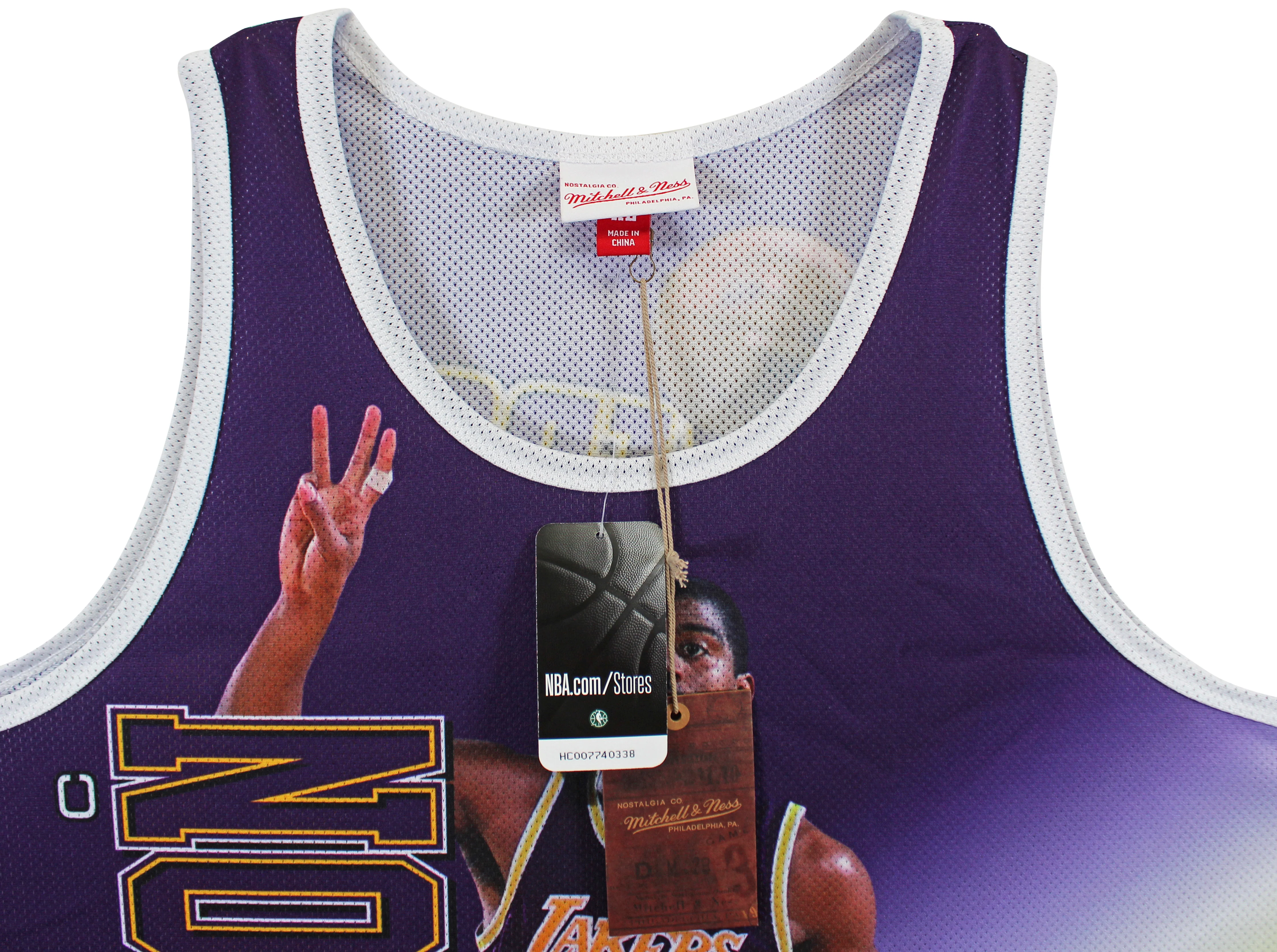 Lakers Magic Johnson Signed M&N HWC Portrait Jersey BAS Witnessed #WP68506 - Image 5