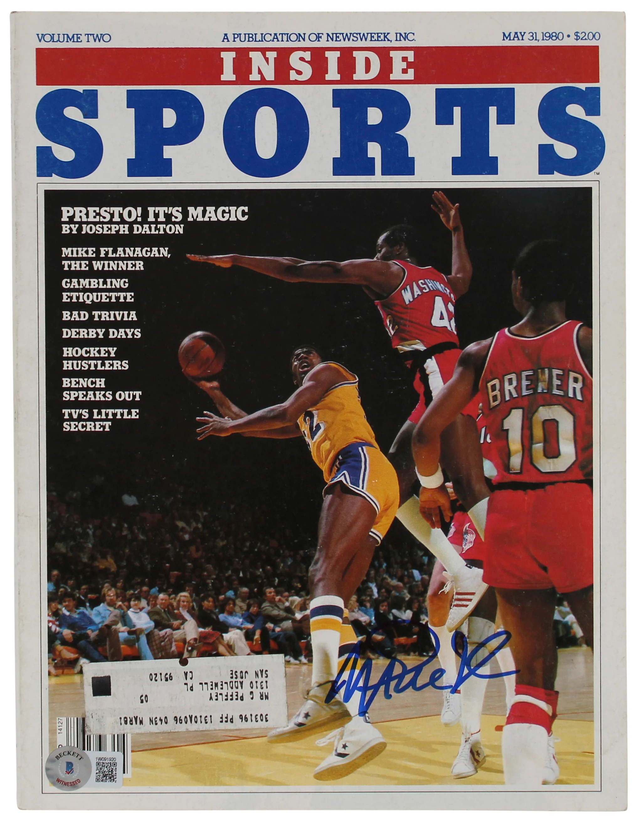 Lakers Magic Johnson Signed May 31, 1980 Inside Sports Magazine BAS Witnessed - Image 2