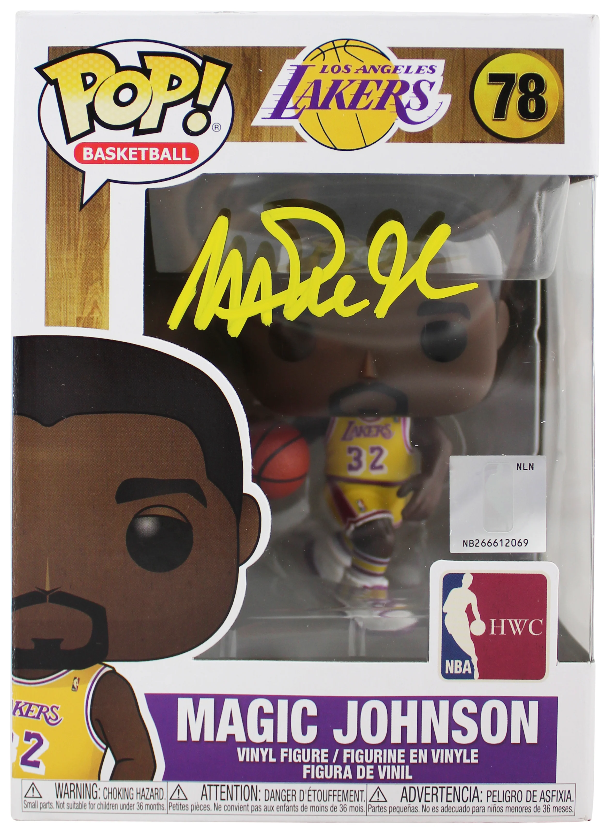 Lakers Magic Johnson Signed NBA HWC #78 Funko Pop Vinyl Figure w/ Yellow Sig BAS - Image 2