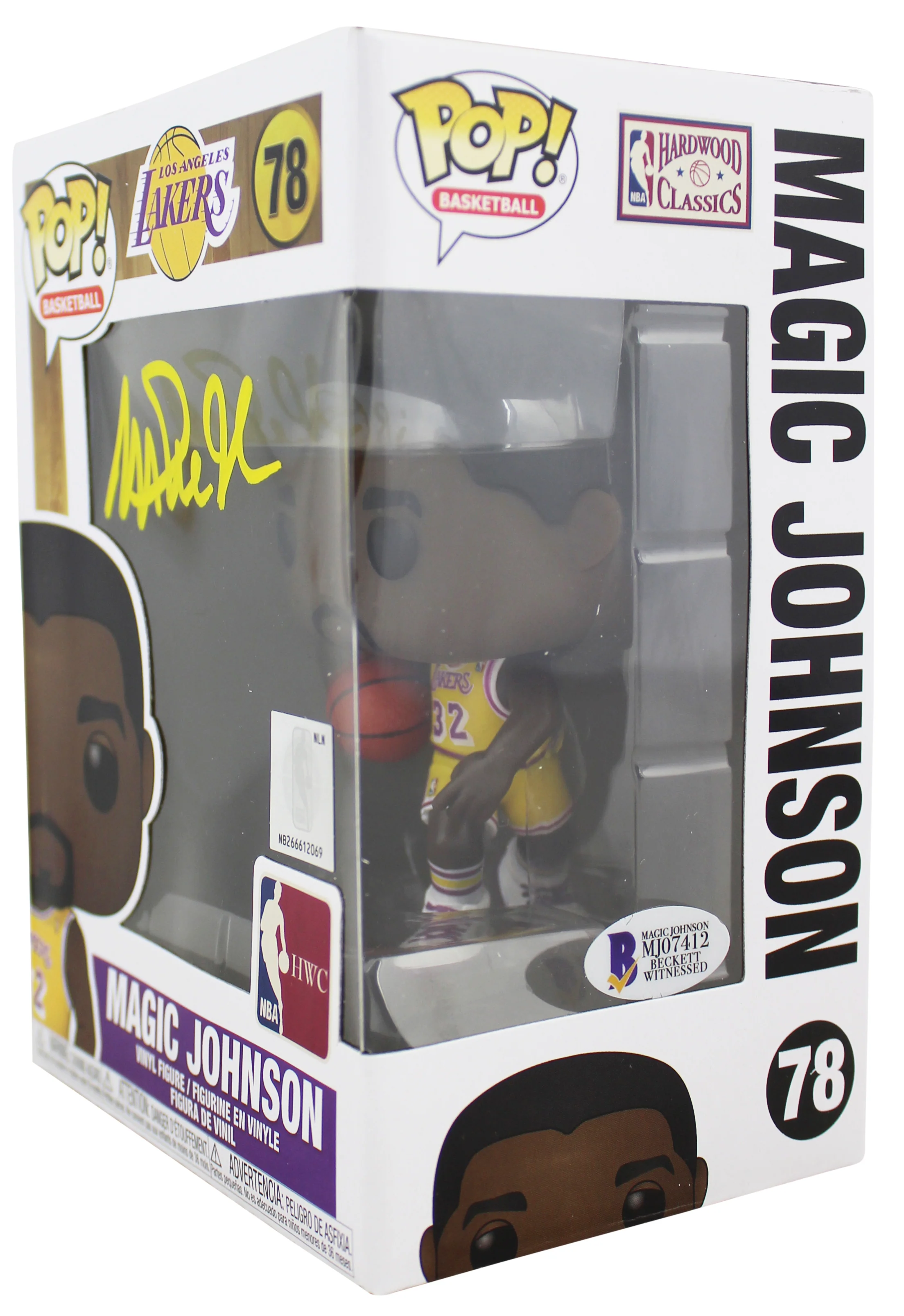 Lakers Magic Johnson Signed NBA HWC #78 Funko Pop Vinyl Figure w/ Yellow Sig BAS - Image 4