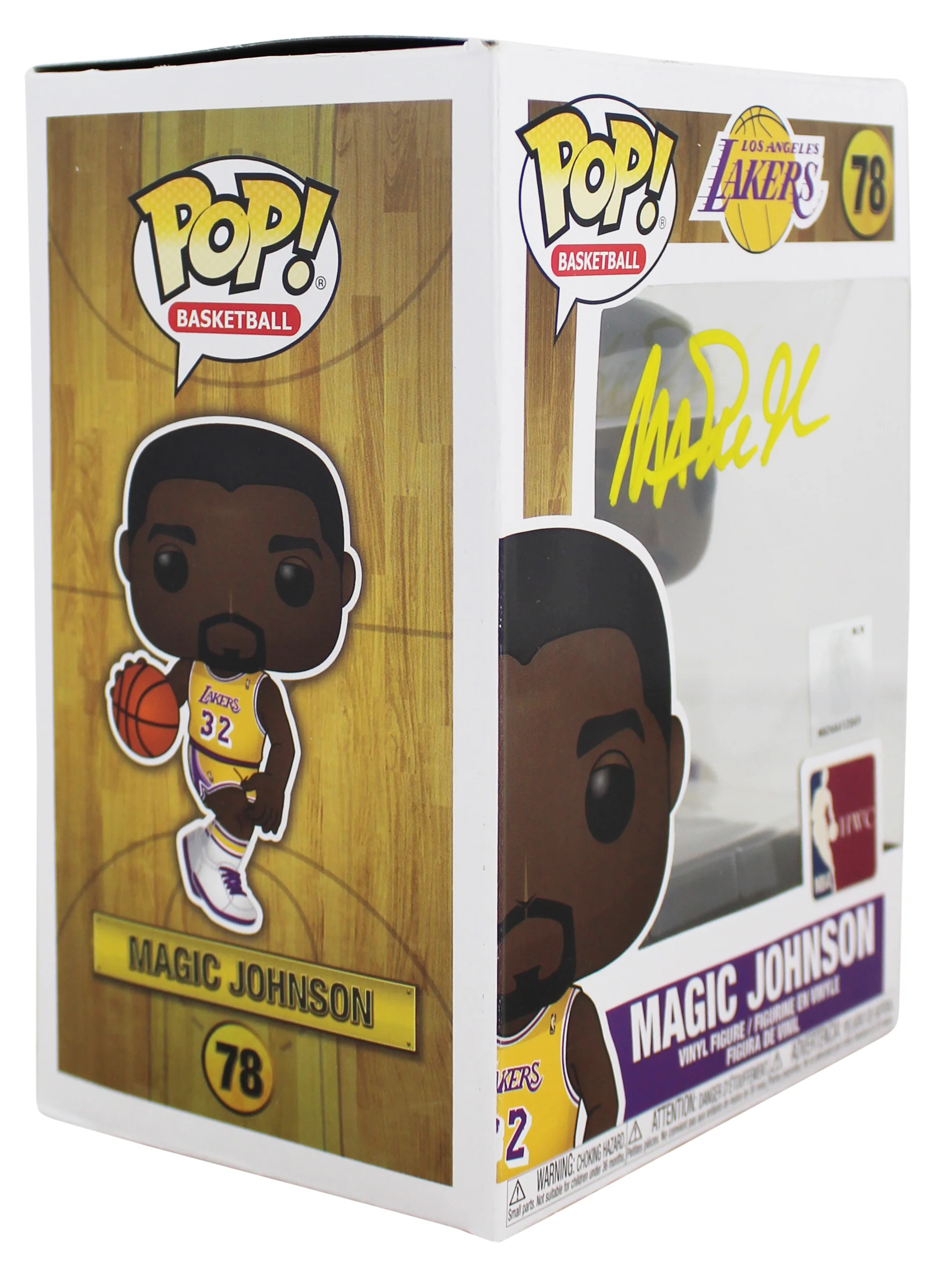 Lakers Magic Johnson Signed NBA HWC #78 Funko Pop Vinyl Figure w/ Yellow Sig BAS - Image 5