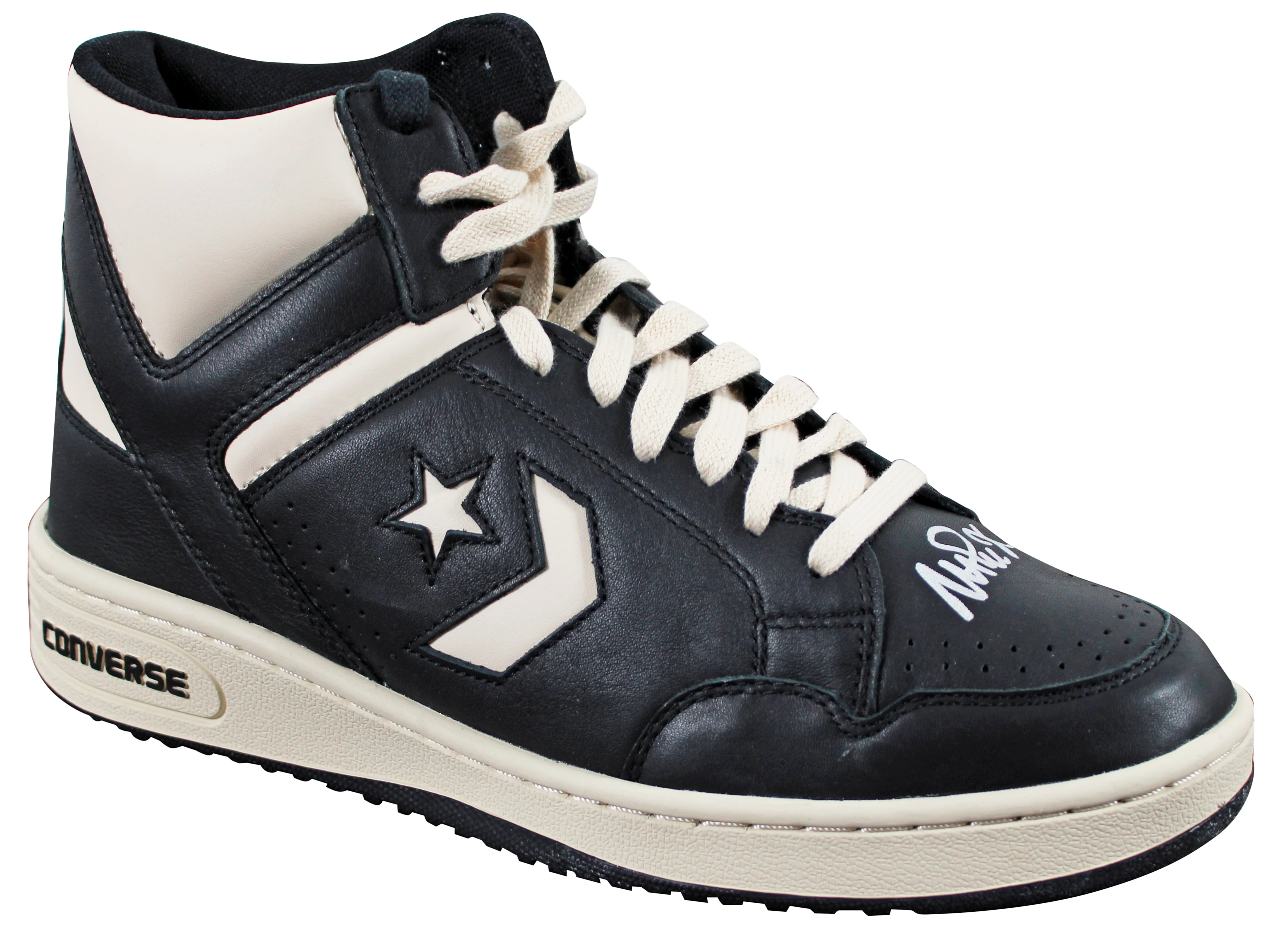 Lakers Magic Johnson Signed Right Black & White Converse Weapon Shoe BAS Wit 2 - Image 2