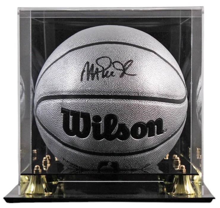 Lakers Magic Johnson Signed Silver Wilson Basketball W/ Case BAS Witnessed - Image 2