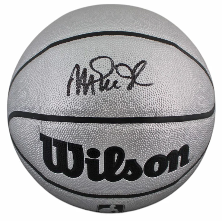 Lakers Magic Johnson Signed Silver Wilson Basketball W/ Case BAS Witnessed - Image 4