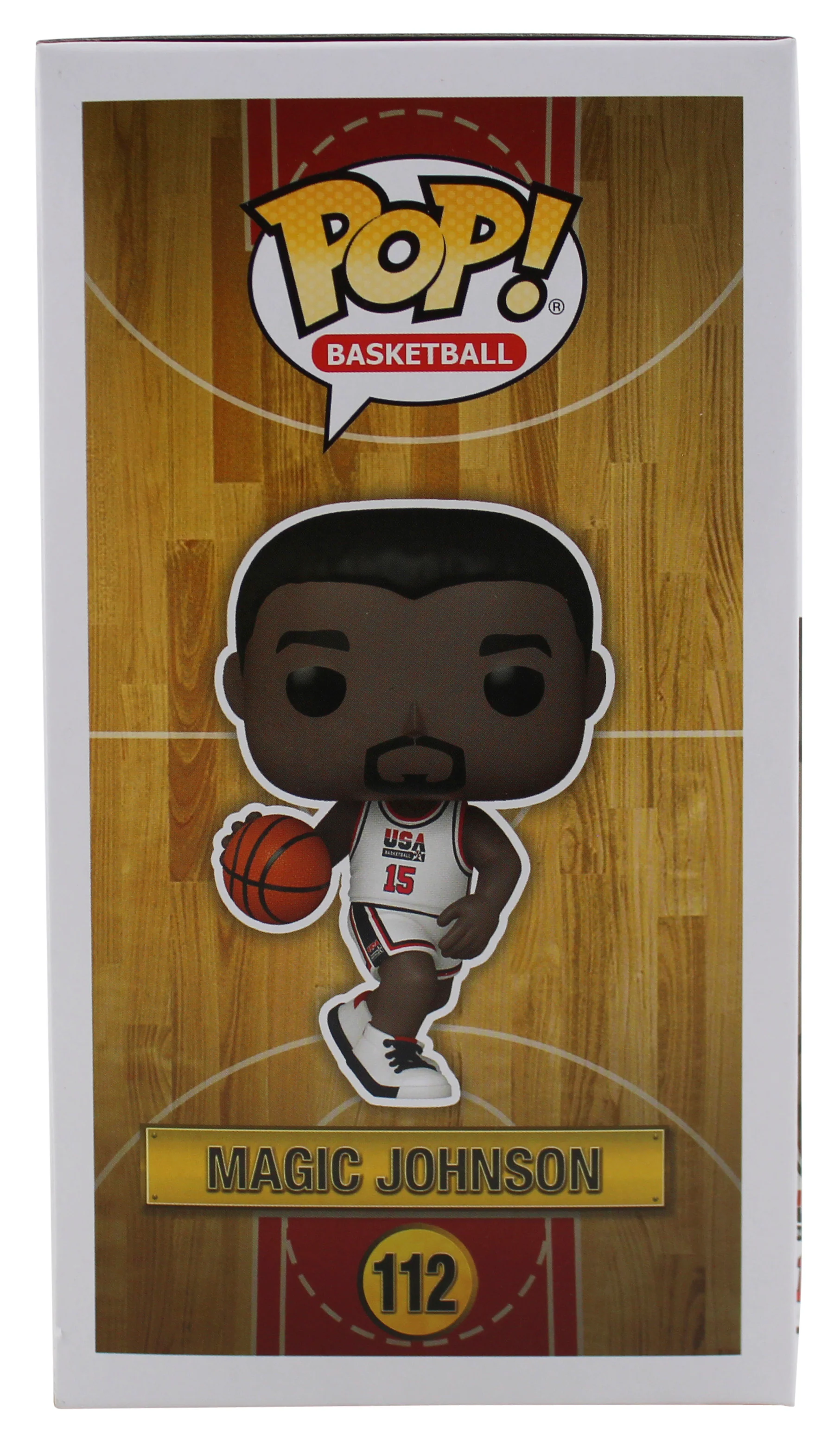 Lakers Magic Johnson Signed USA #112 Funko Pop Vinyl Figure w/ Blue Sig BAS Wit - Image 5
