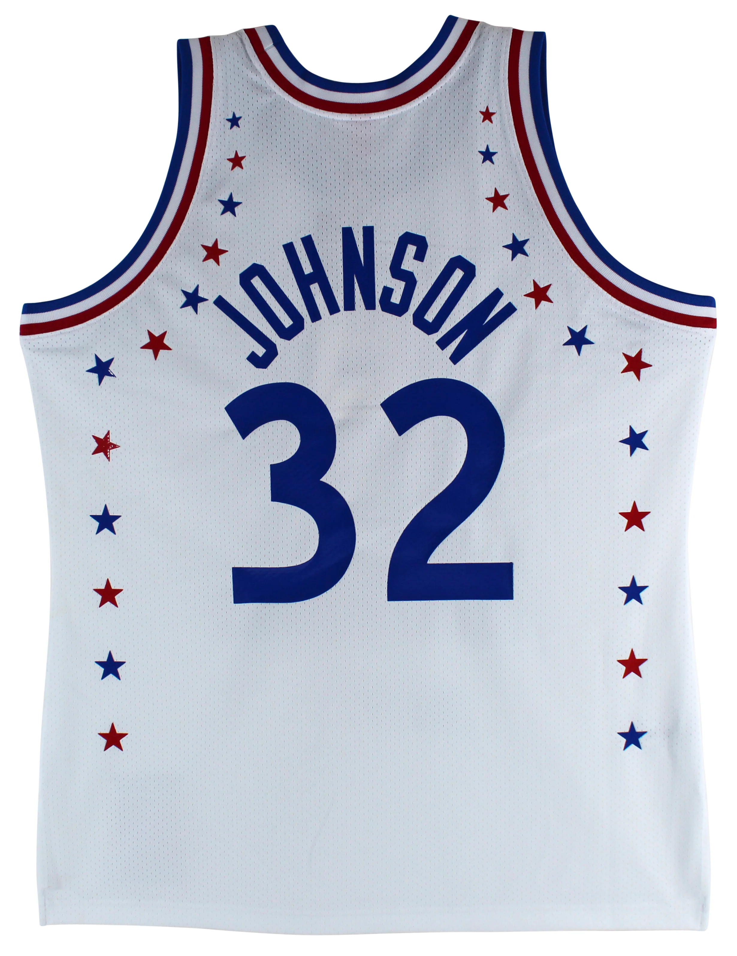 Lakers Magic Johnson Signed White 1983 All-Star M&N Authentic Jersey BAS Witness - Image 4