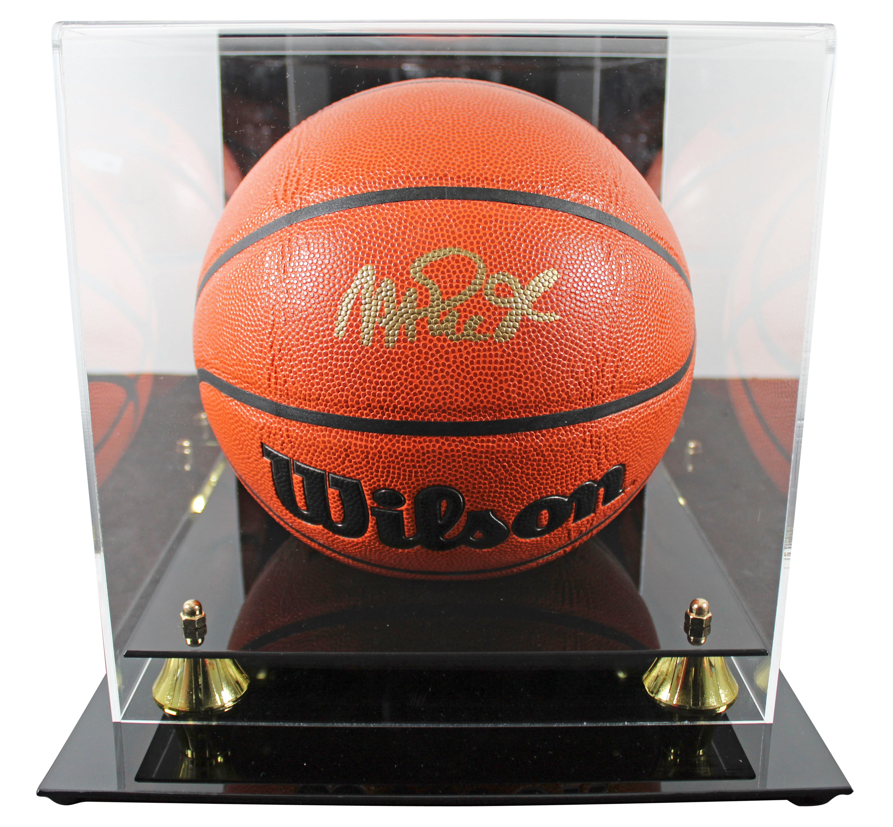 Lakers Magic Johnson Signed Wilson Basketball w/ Gold Sig w/ case BAS Wit - Image 2