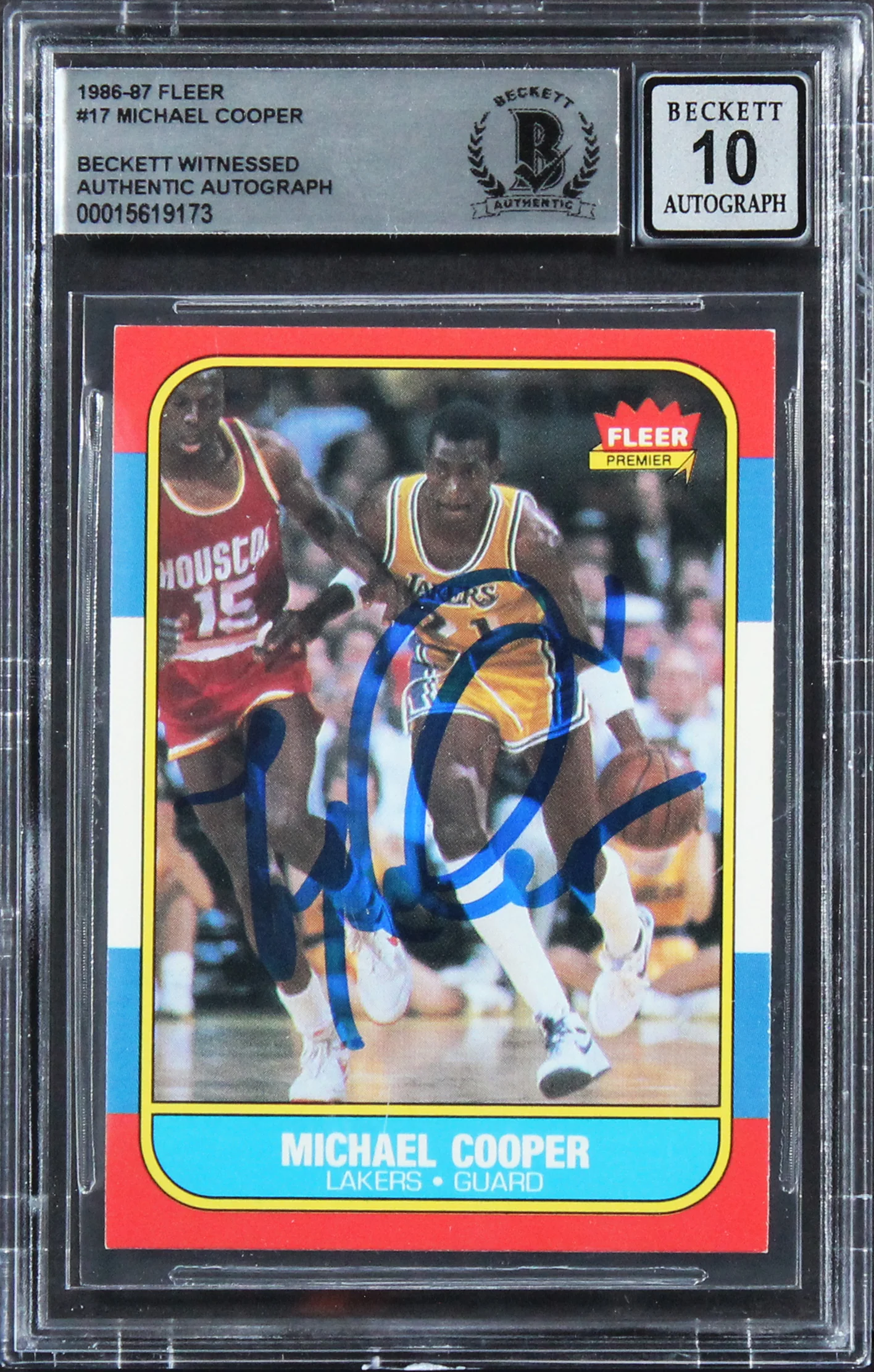 Lakers Michael Cooper Authentic Signed 1986 Fleer #17 Card Auto 10! BAS Slabbed - Image 2