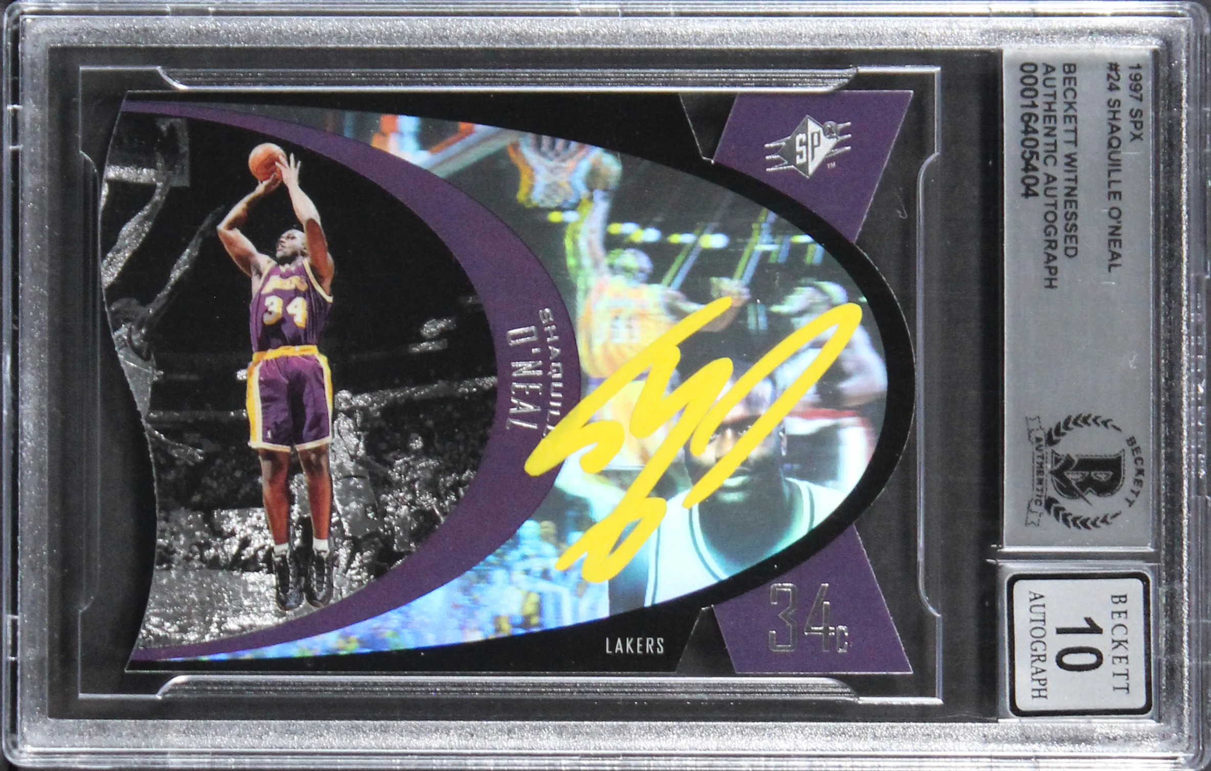 Lakers Shaquille O'Neal Authentic Signed 1997 SPX #24 Card Auto 10! BAS Slabbed - Image 2
