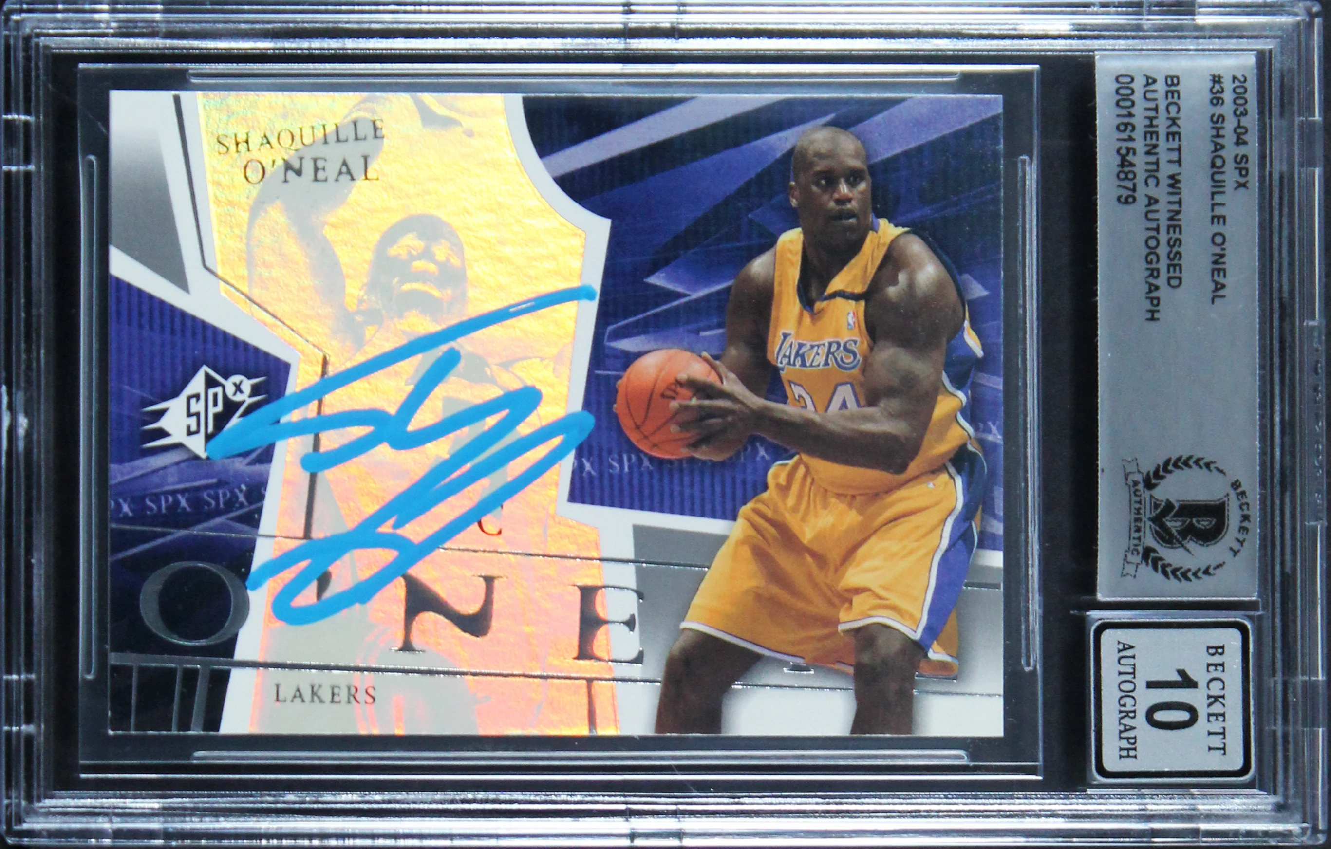 Lakers Shaquille O'Neal Authentic Signed 2003 SPX #36 Card Auto 10! BAS Slabbed - Image 2