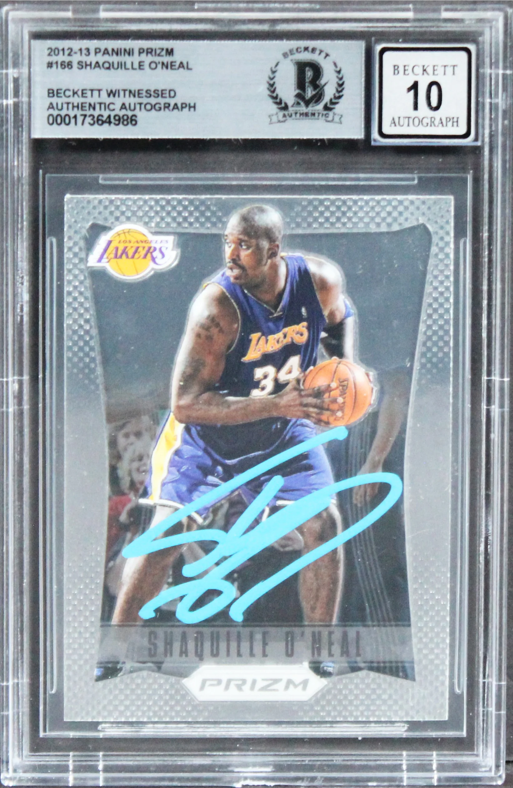 Lakers Shaquille O'Neal Authentic Signed 2012 Panini Prizm #166 Card BAS Slabbed - Image 2