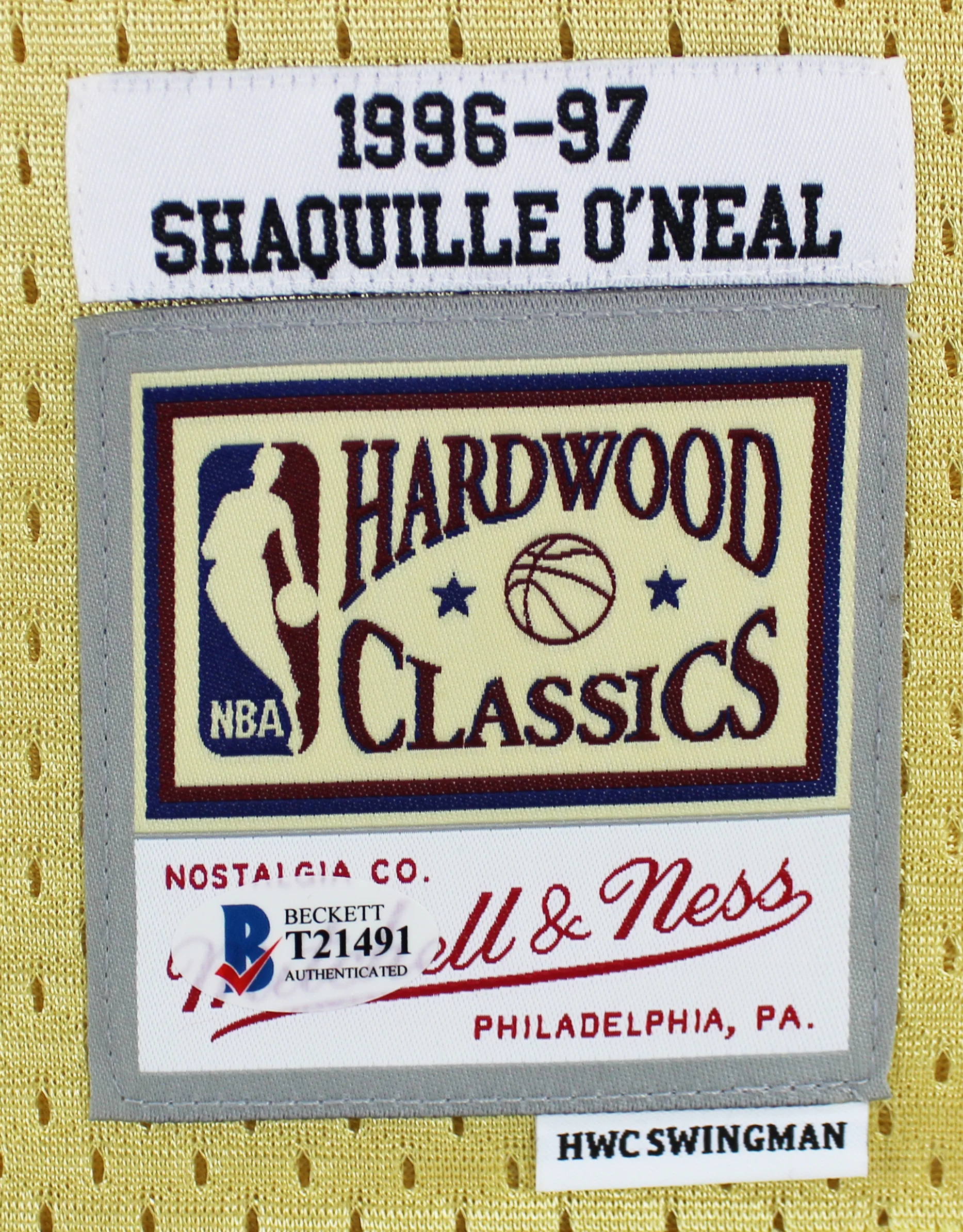 Lakers Shaquille O'Neal Authentic Signed Gold 96-97 M&N HWC Swingman Jersey BAS - Image 5
