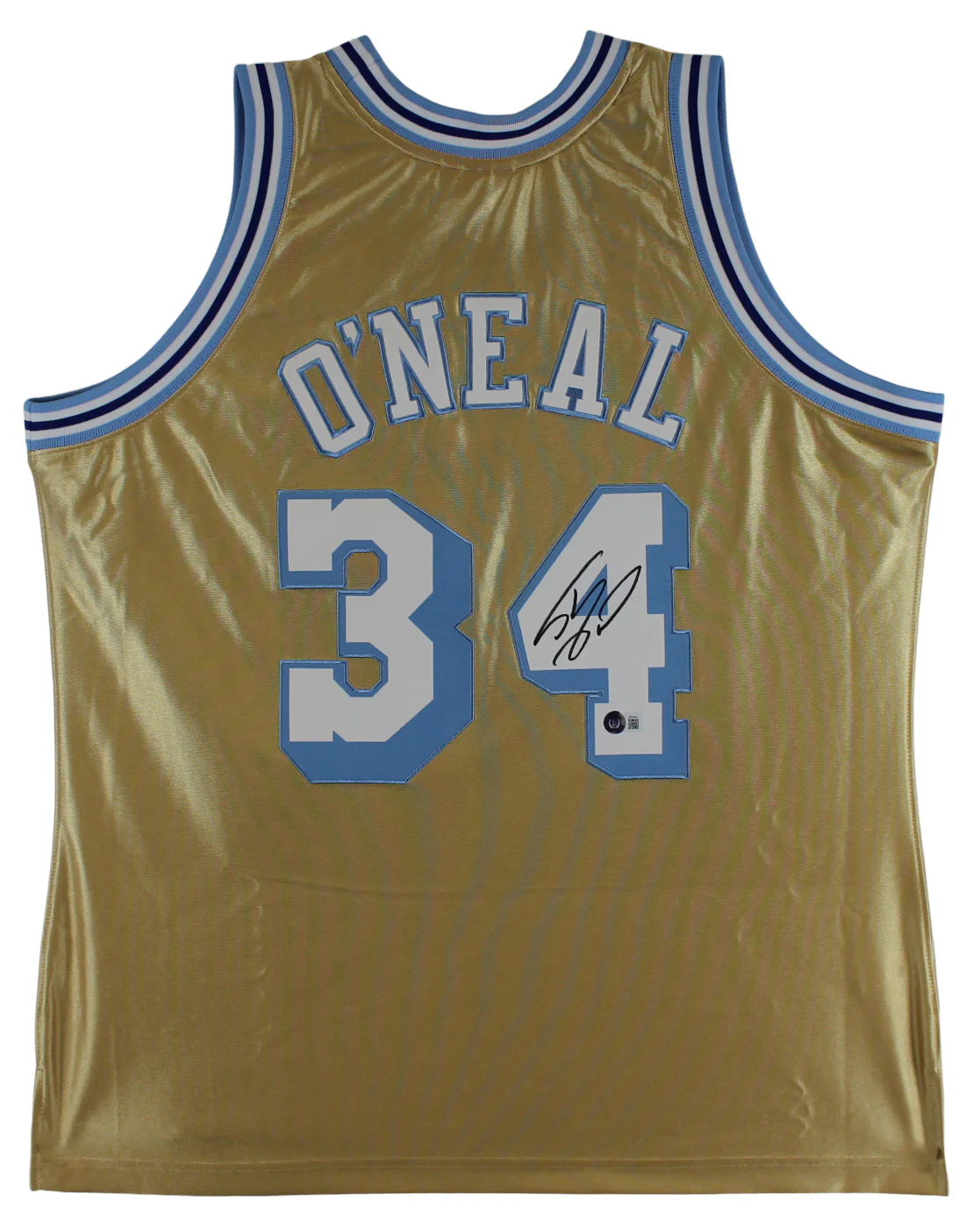 Lakers Shaquille O'Neal Authentic Signed Gold M&N 75th Anniversary Jersey BAS W - Image 2