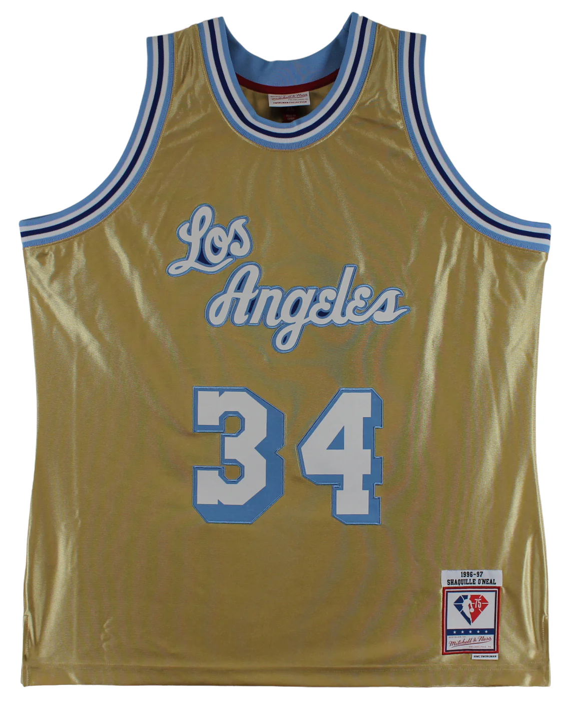 Lakers Shaquille O'Neal Authentic Signed Gold M&N 75th Anniversary Jersey BAS W - Image 4