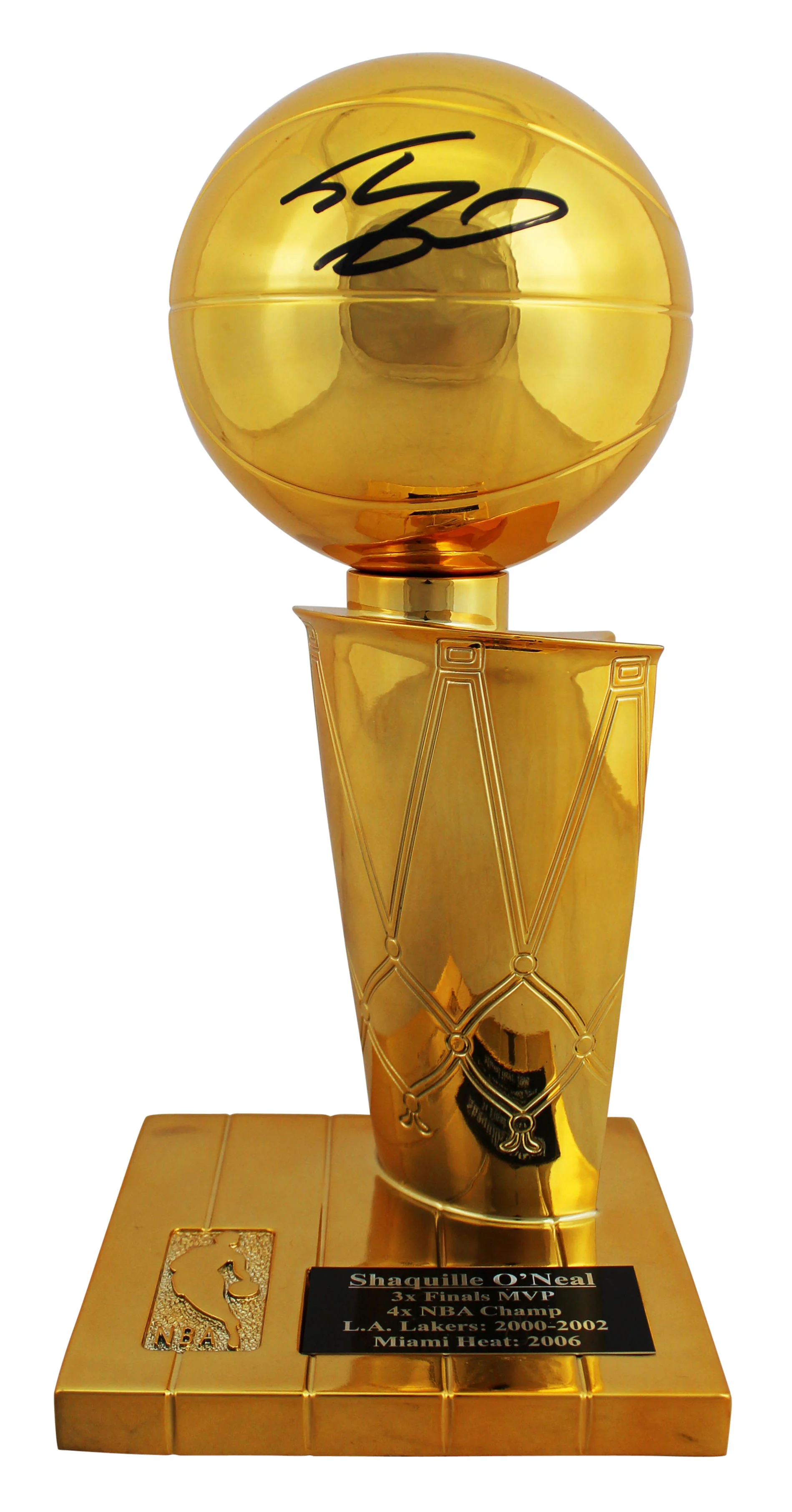 Lakers Shaquille O'Neal Signed 12" Replica Larry O'Brien Trophy BAS Witnessed - Image 2