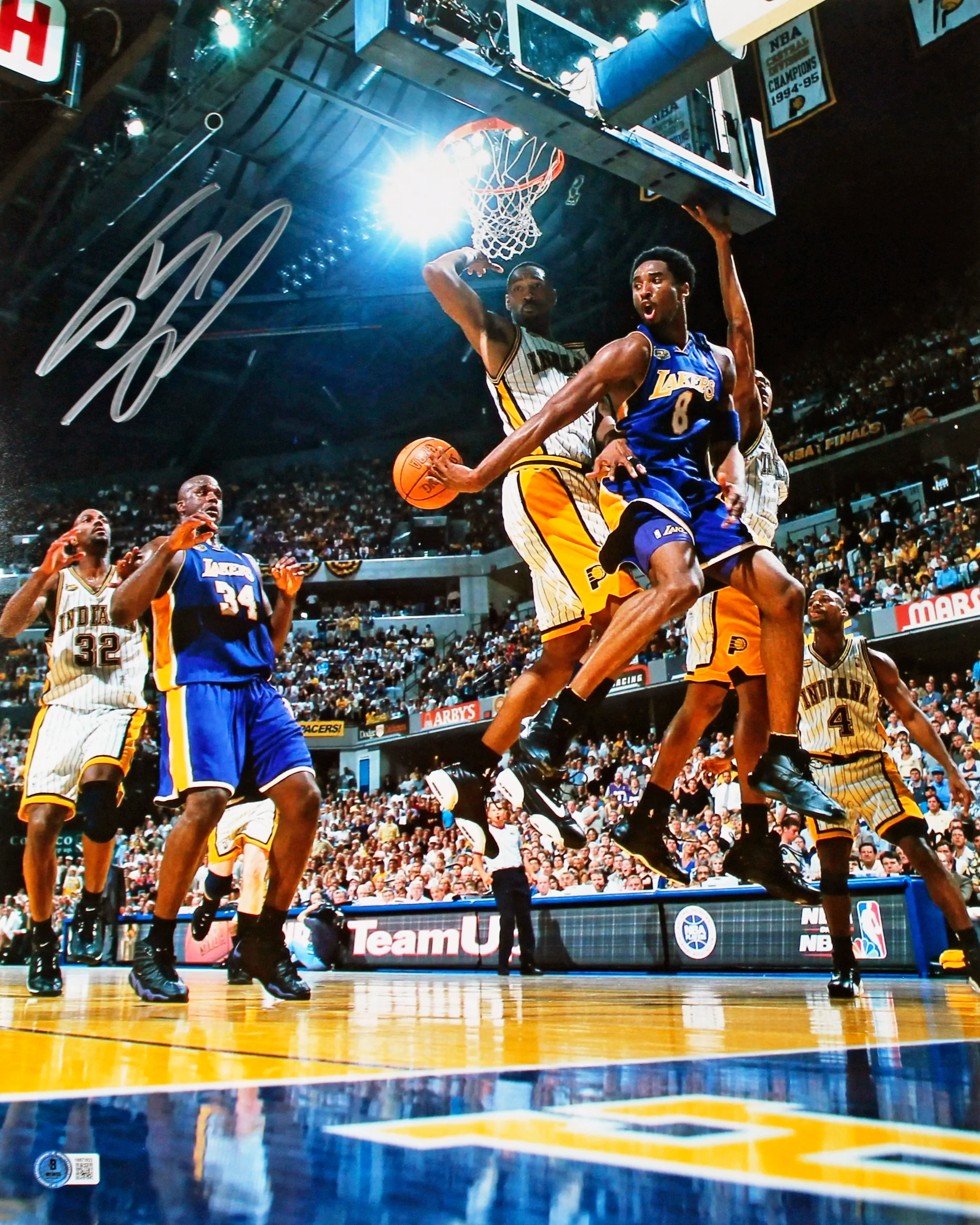 Lakers Shaquille O'Neal Signed 16x20 Vertical Photo Vs Pacers BAS Witnessed - Image 2