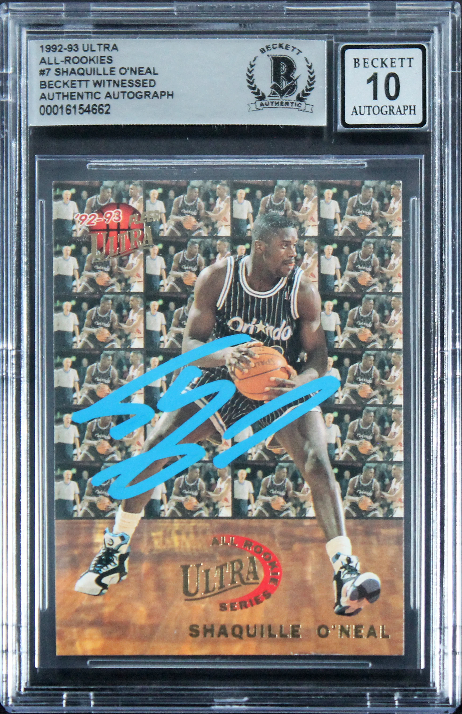 Lakers Shaquille O'Neal Signed 1992 Ultra All-Rookies #7 RC Auto 10! BAS Slabbed - Image 2