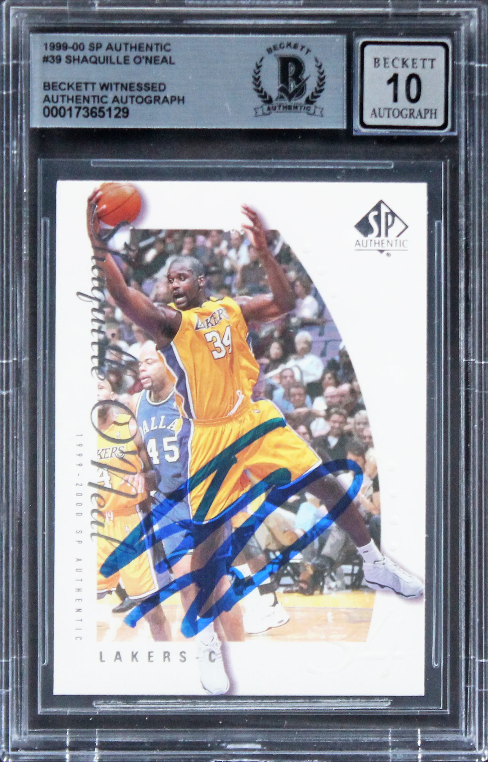 Lakers Shaquille O'Neal Signed 1999 SP Auth #39 Card Auto Graded GM 10! BAS Slab - Image 2