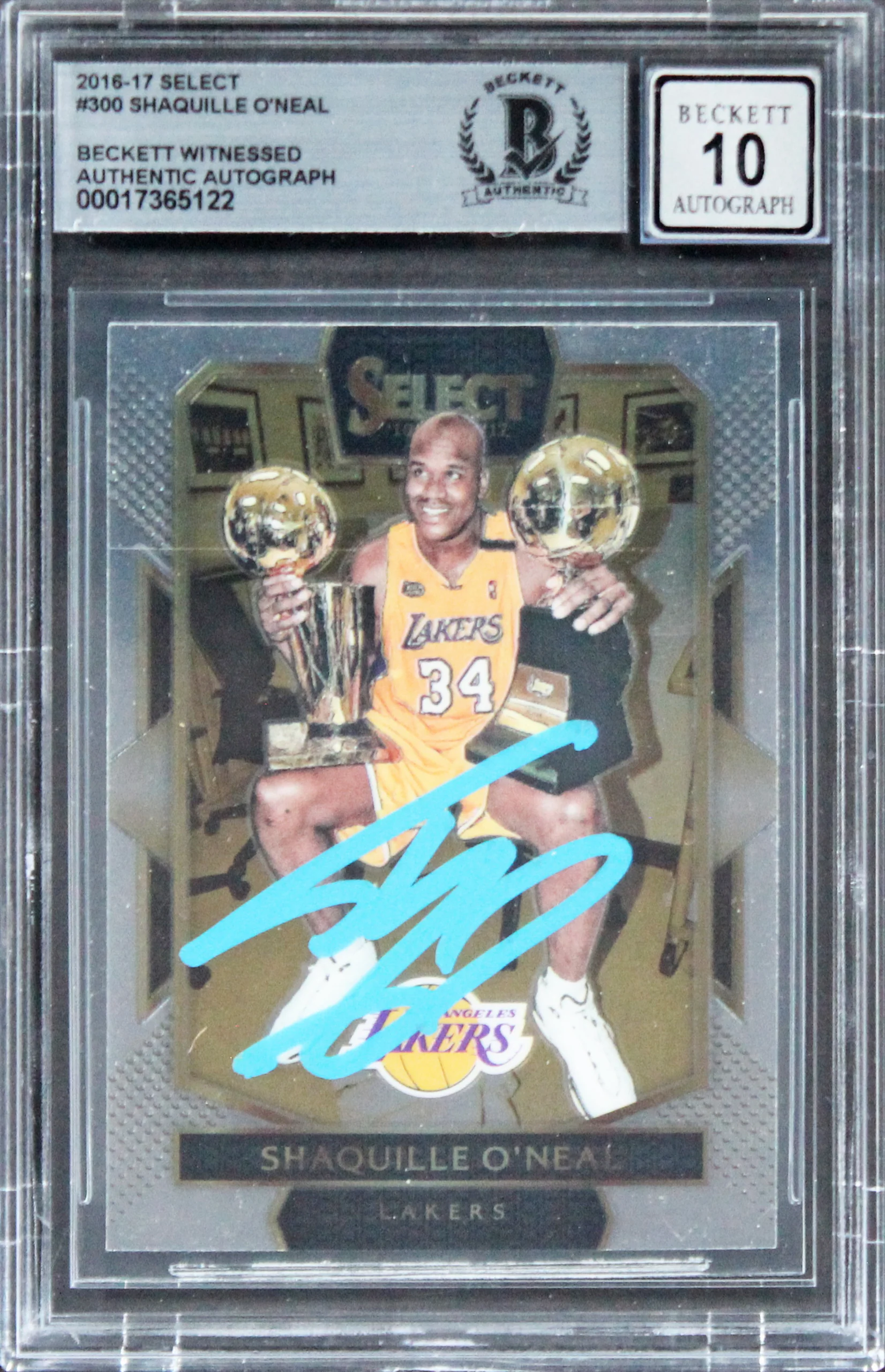 Lakers Shaquille O'Neal Signed 2016 Select #300 Card Auto Graded GM 10! BAS Slab - Image 2