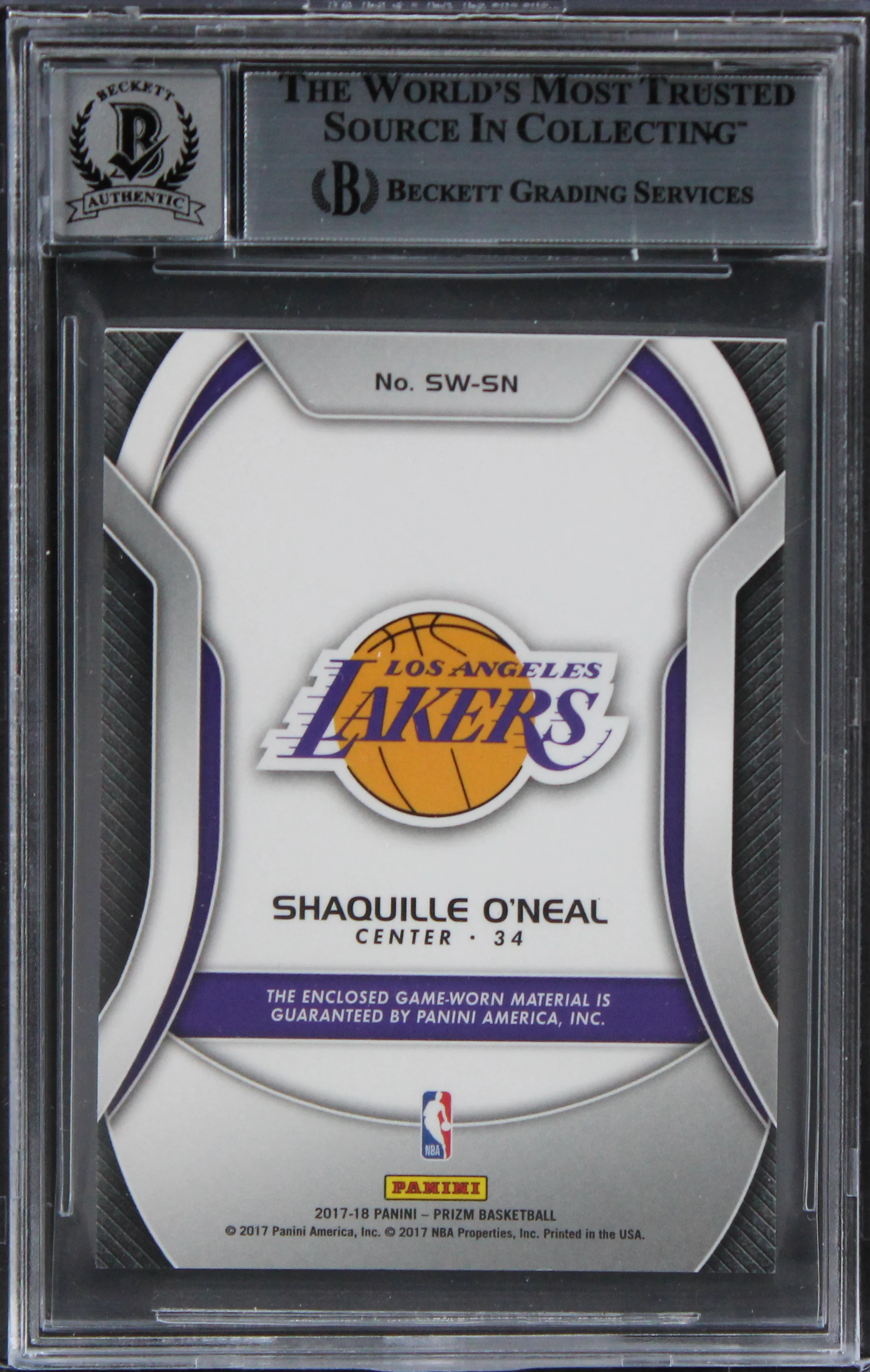 Lakers Shaquille O'Neal Signed 2017 Panini Prizm SS #81 Card Auto 10! BAS Slab 1 - Image 3