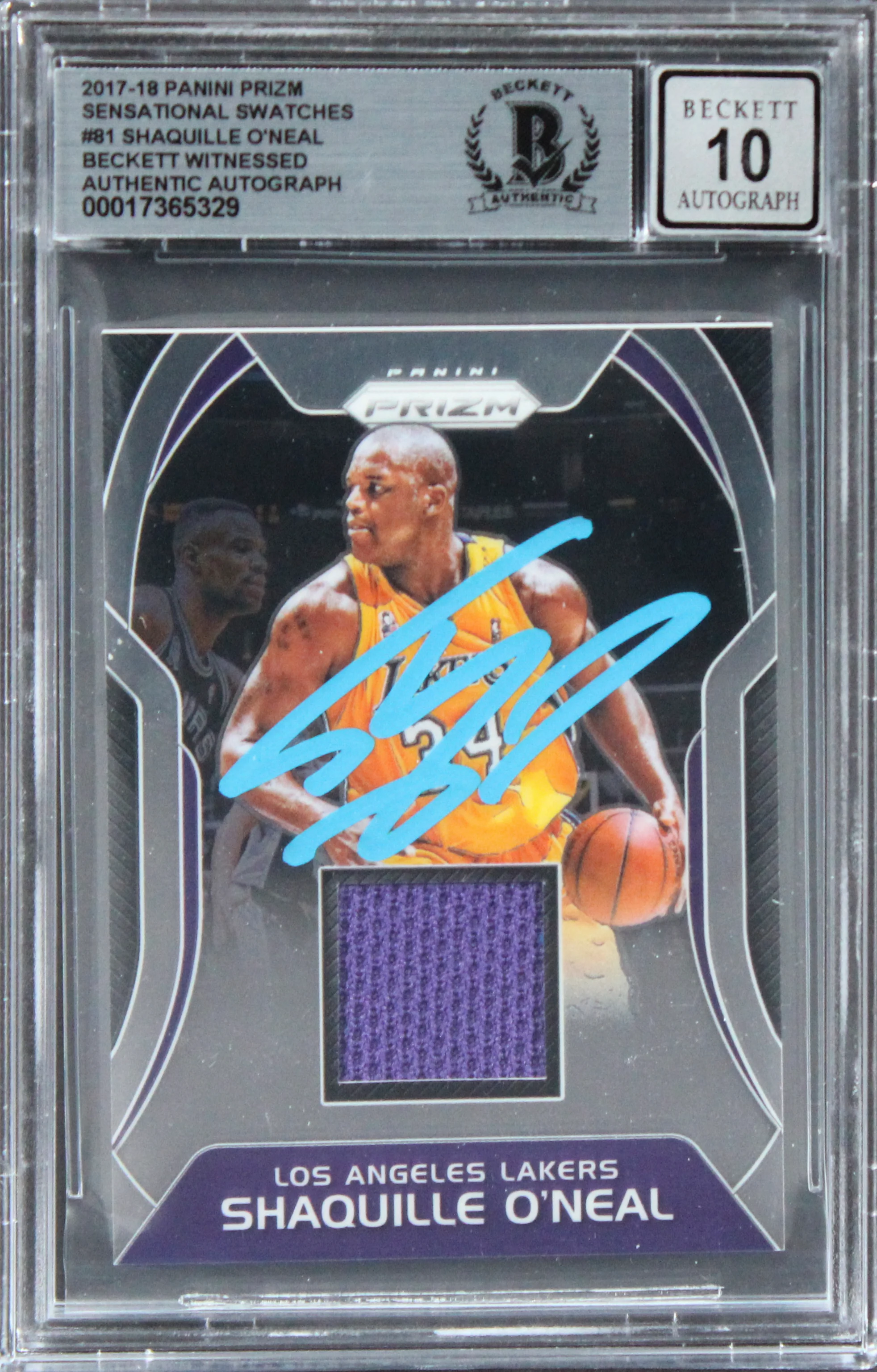 Lakers Shaquille O'Neal Signed 2017 Panini Prizm SS #81 Card Auto 10! BAS Slab 3 - Image 2