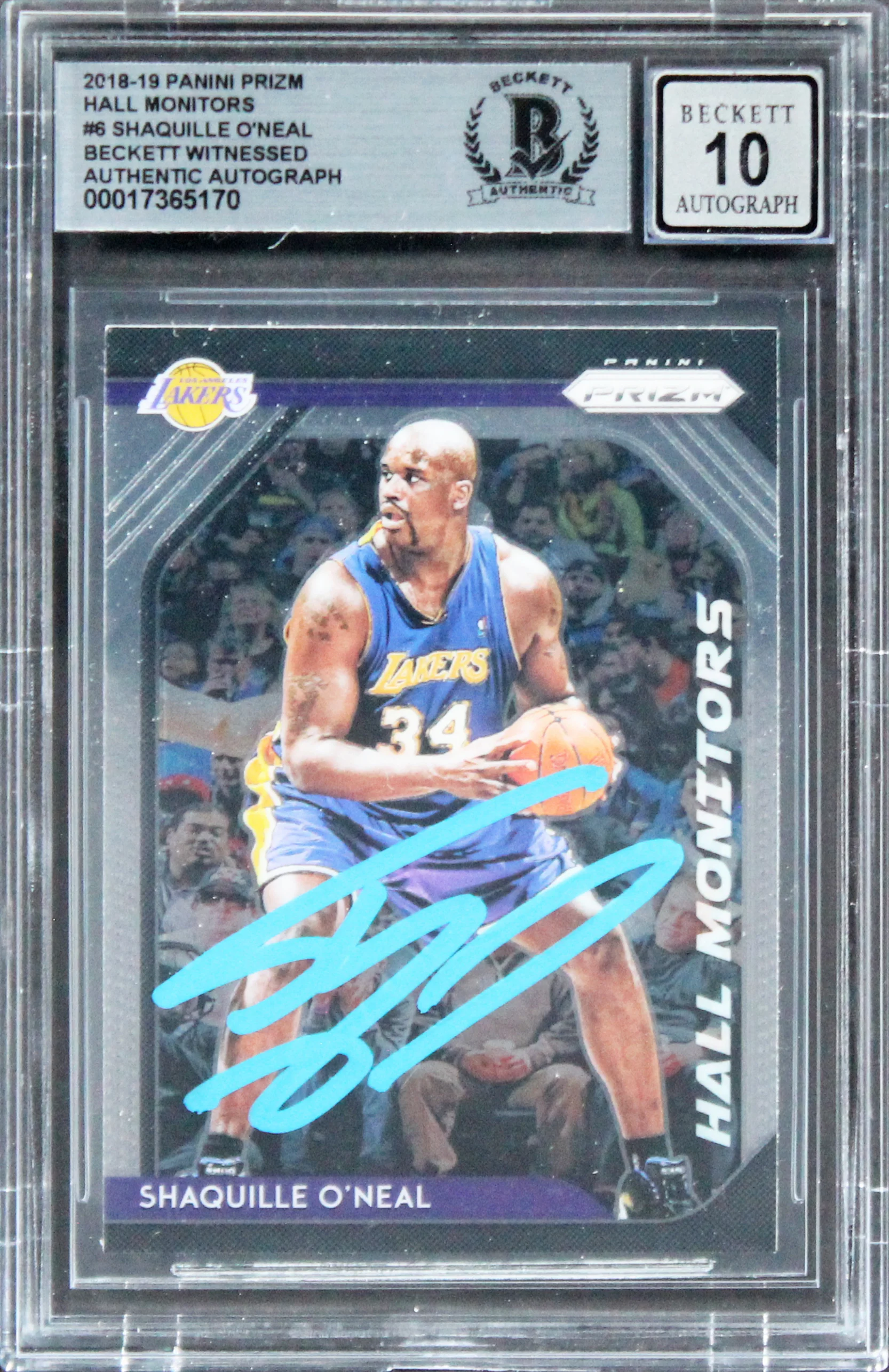 Lakers Shaquille O'Neal Signed 2018 Panini Prizm HM #6 Card AG GM 10! BAS Slab - Image 2