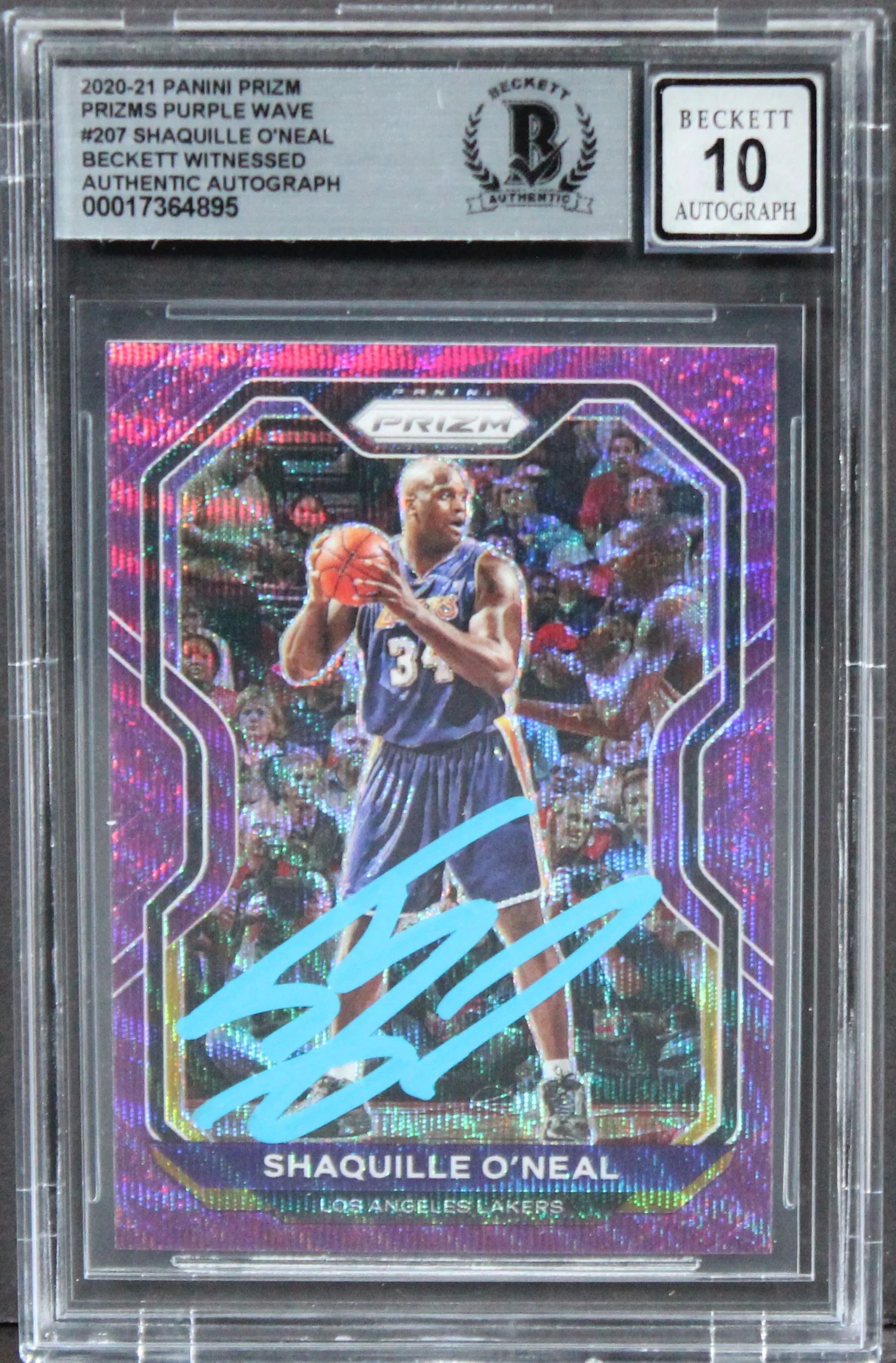 Lakers Shaquille O'Neal Signed 2020 Panini Prizms PW #207 Card AG GM 10 BAS Slab - Image 2