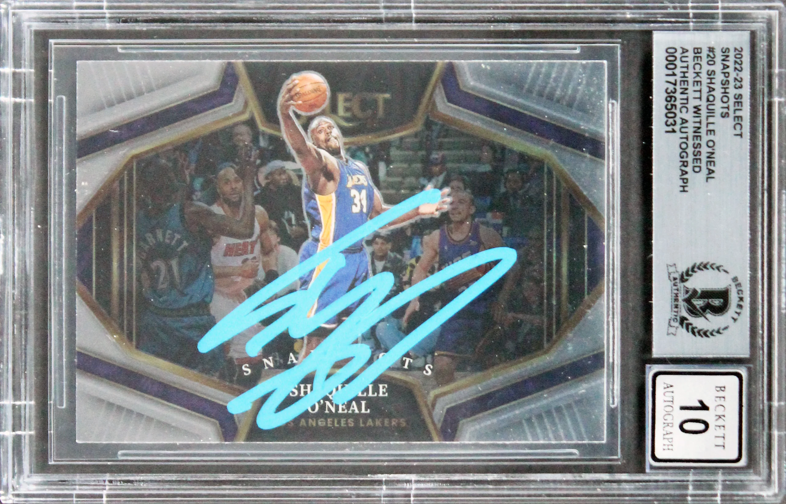 Lakers Shaquille O'Neal Signed 2022 Select Snapshots #20 Card Auto 10! BAS Slab - Image 2