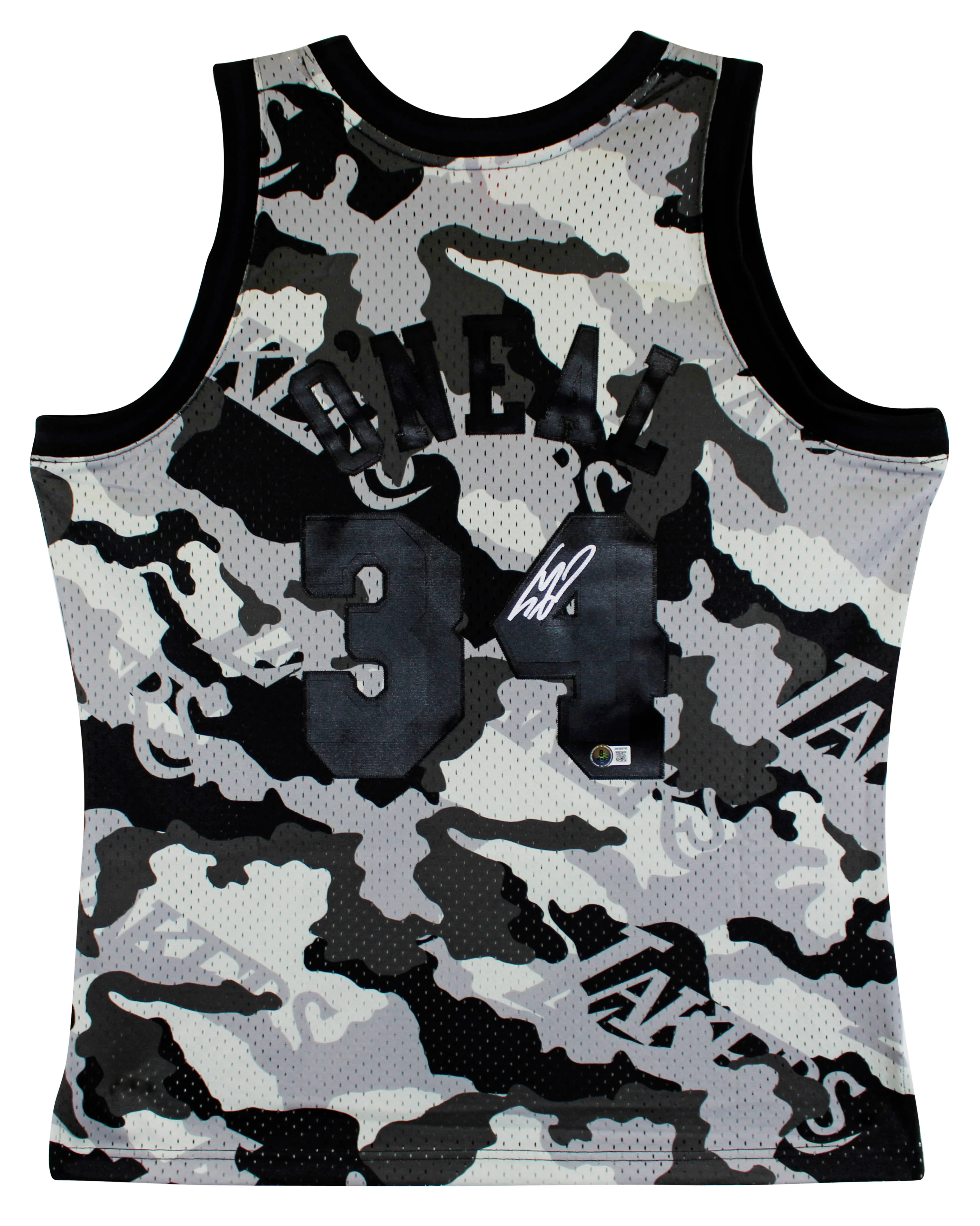 Lakers Shaquille O'Neal Signed Alt Camo M&N 1996-97 HWC Swingman Jersey BAS Wit - Image 3