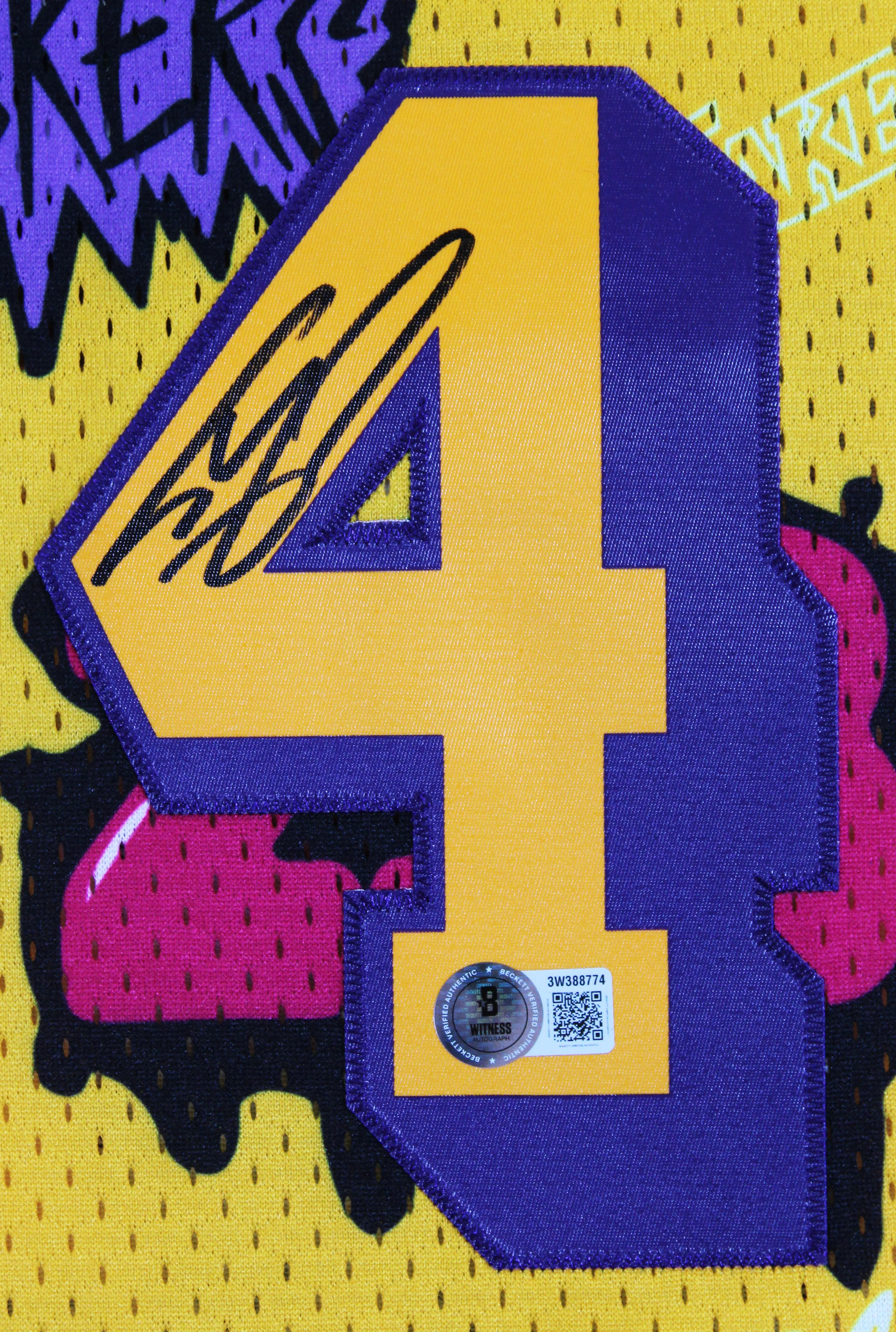Lakers Shaquille O'Neal Signed Alt Yellow M&N 1996-97 HWC Swingman Jersey BAS W - Image 4