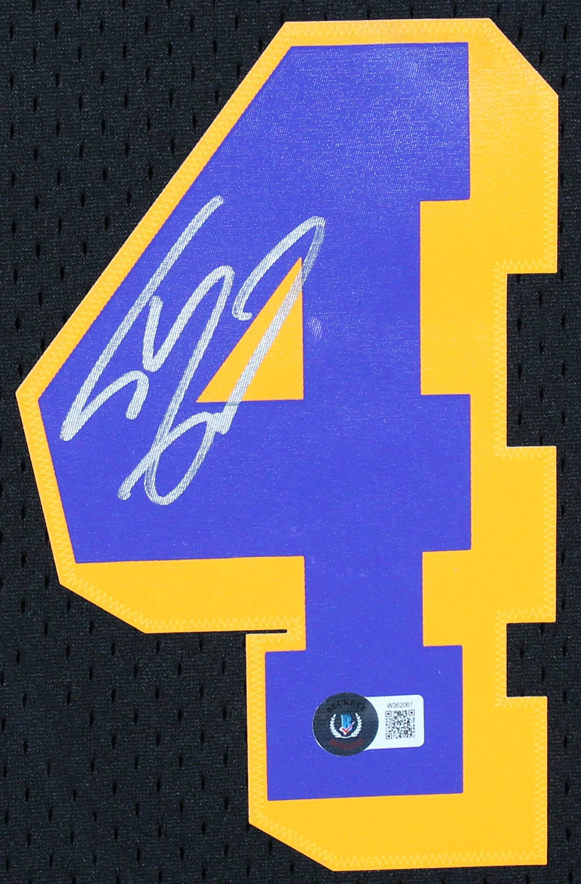 Lakers Shaquille O'Neal Signed Black M&N 96-97 HWC Swingman Framed Jersey BAS W - Image 3