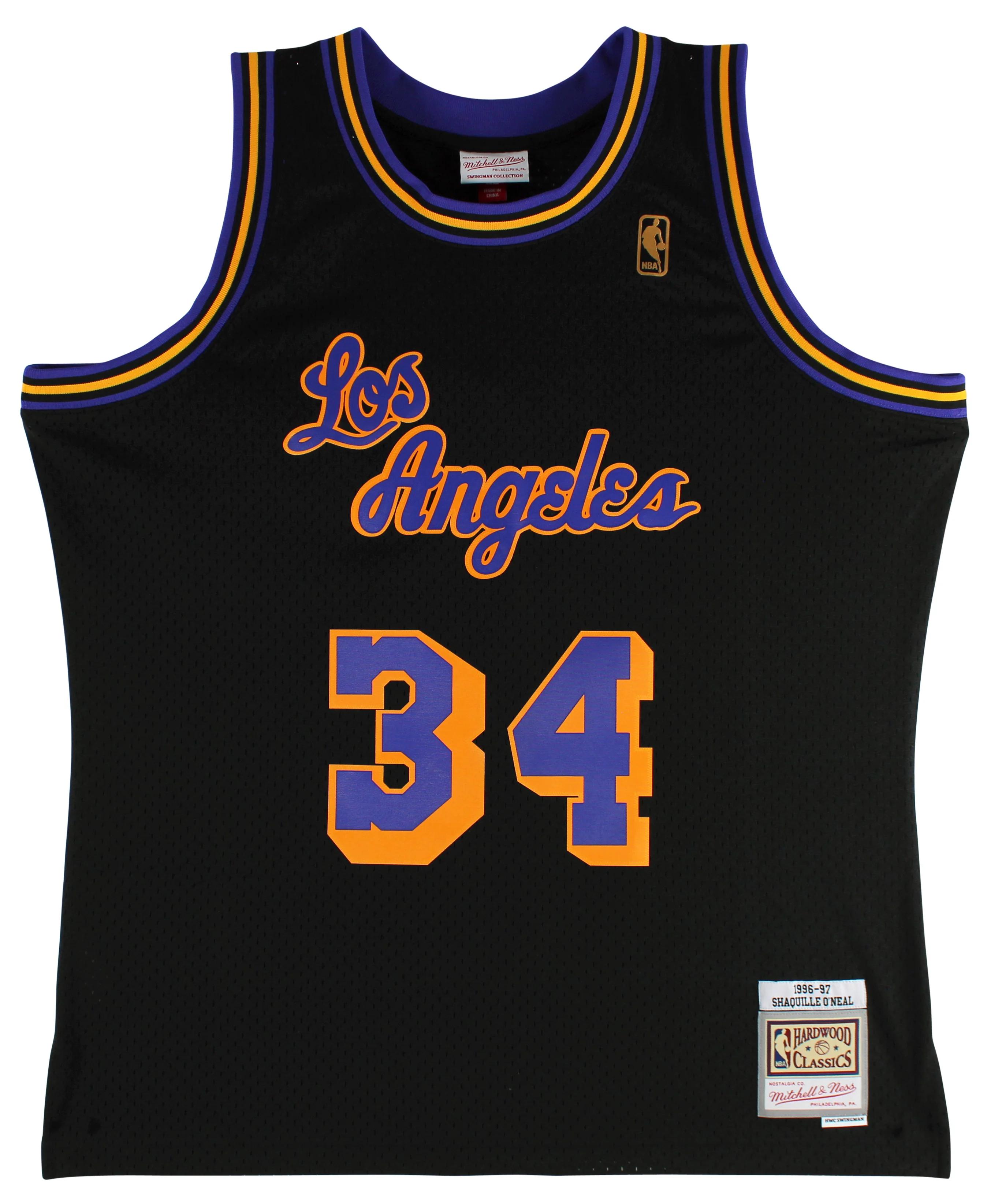 Lakers Shaquille O'Neal Signed Black Mitchell & Ness 1996-97 HWC Jersey BAS Wit - Image 4