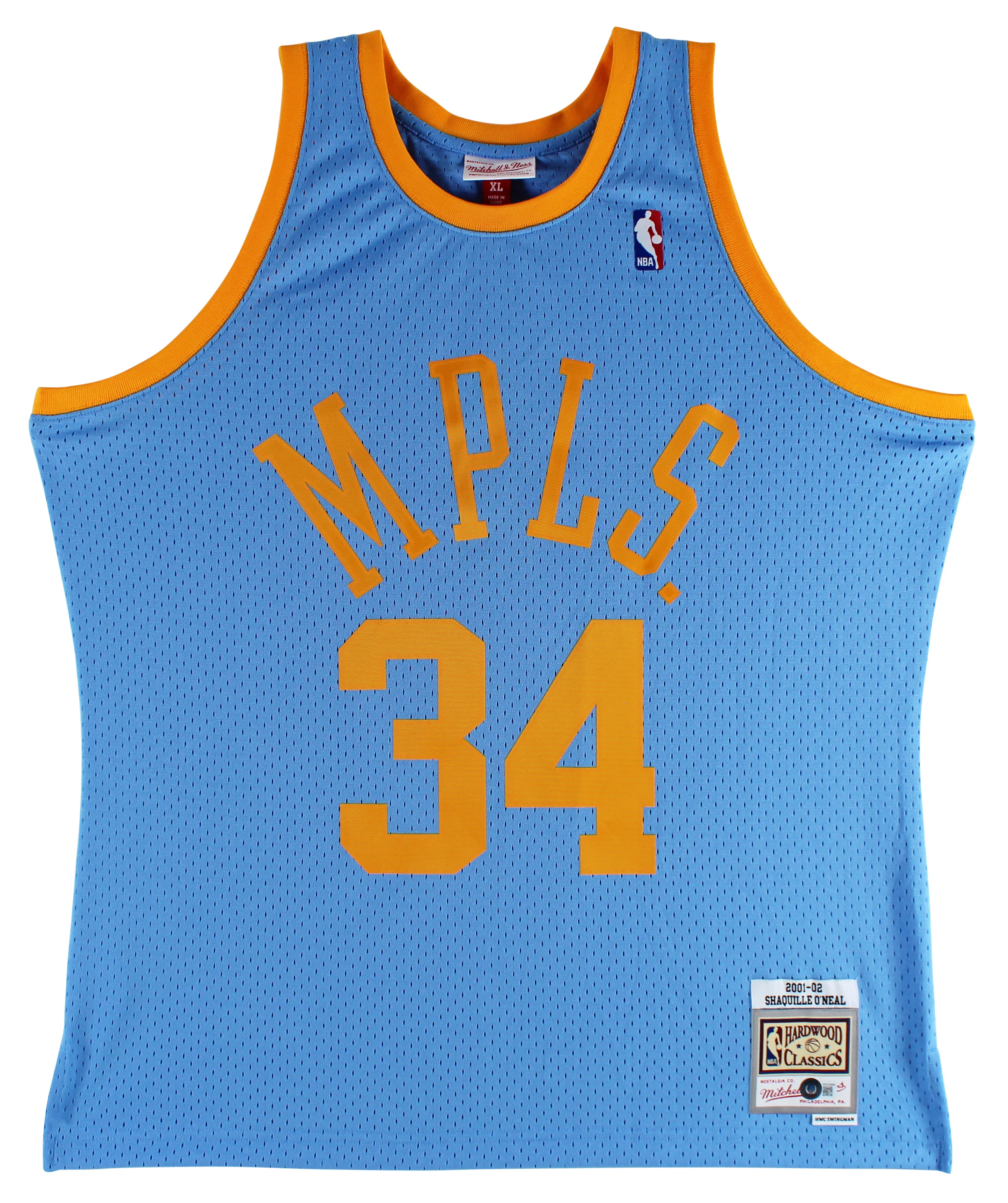Lakers Shaquille O'Neal Signed Blue TB MLSP M&N HWC Swingman Jersey BAS Witness - Image 4