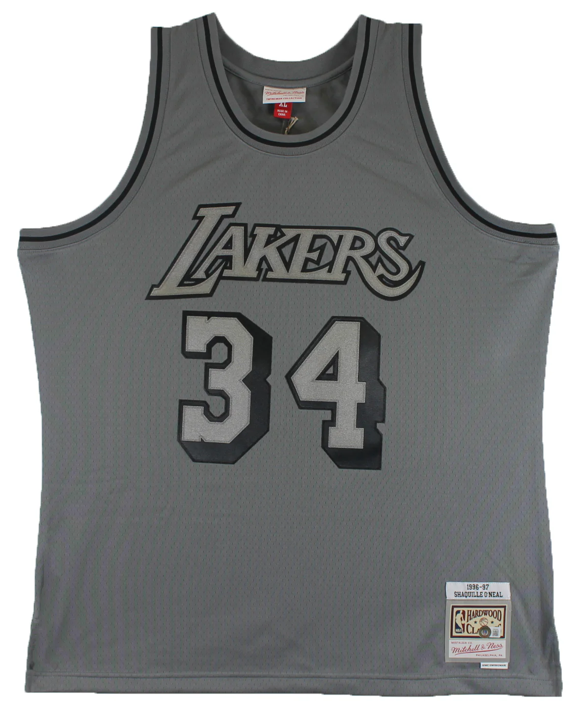 Lakers Shaquille O'Neal Signed Charcoal Grey M&N HWC Swingman Jersey BAS Witness - Image 4