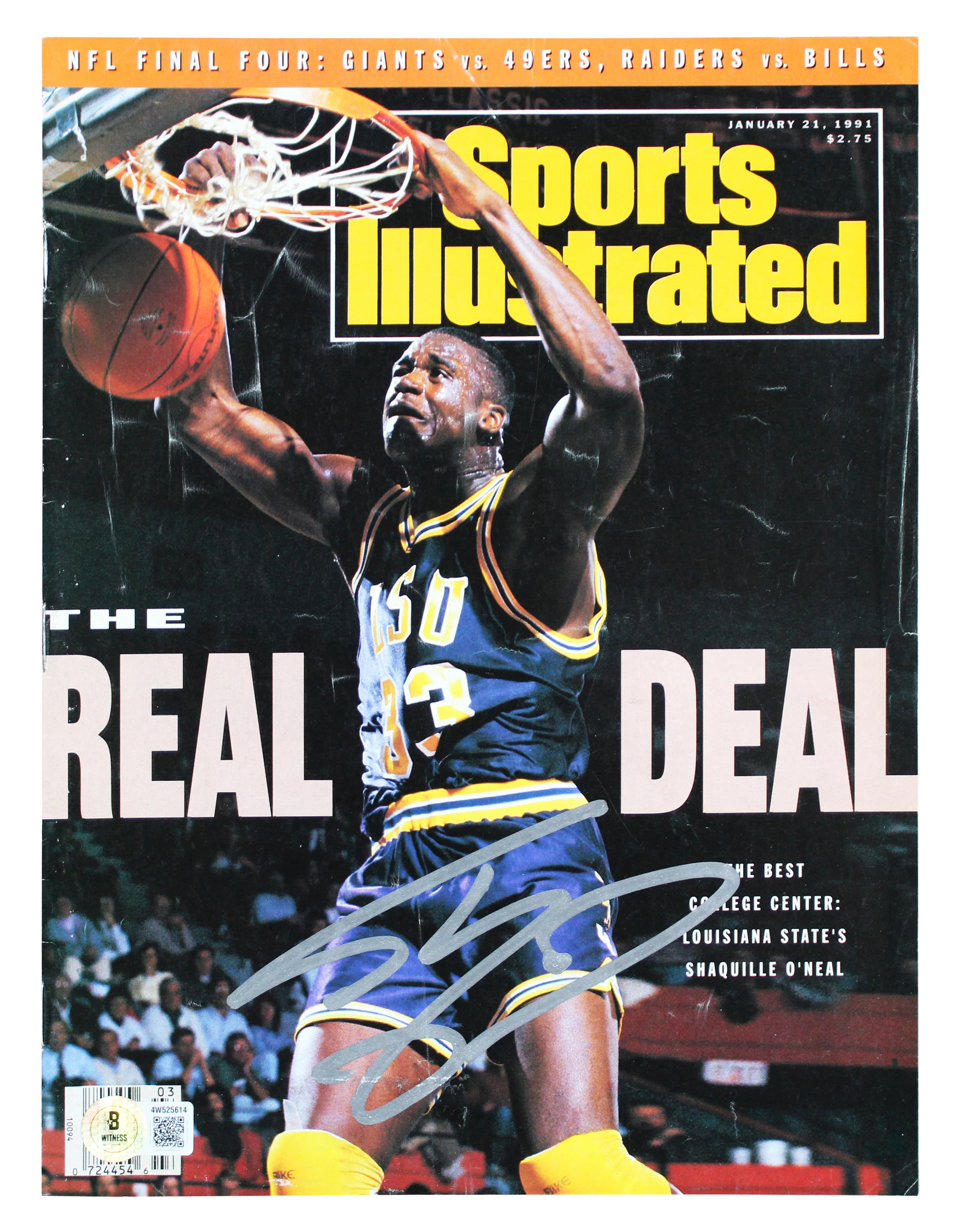 Lakers Shaquille O'Neal Signed January 1991 Sports Illustrated Magazine BAS Wit - Image 2
