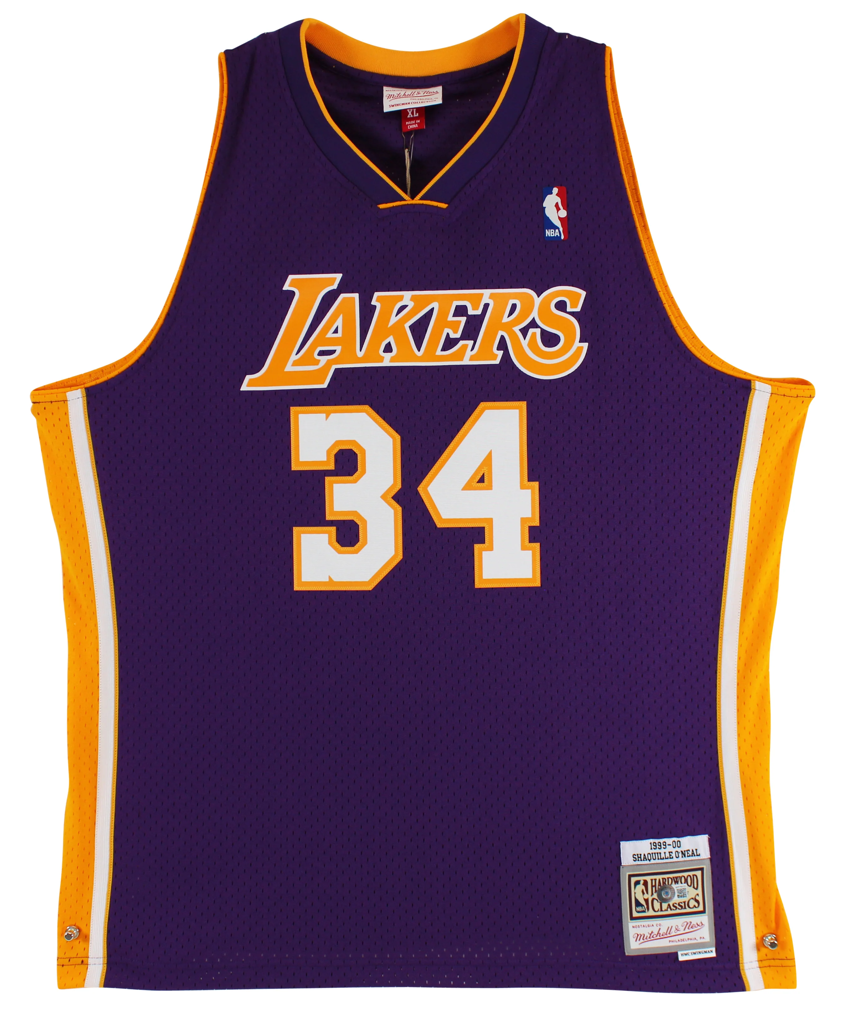 Lakers Shaquille O'Neal Signed Purple M&N 1999-00 HWC Swingman Jersey BAS Wit - Image 4