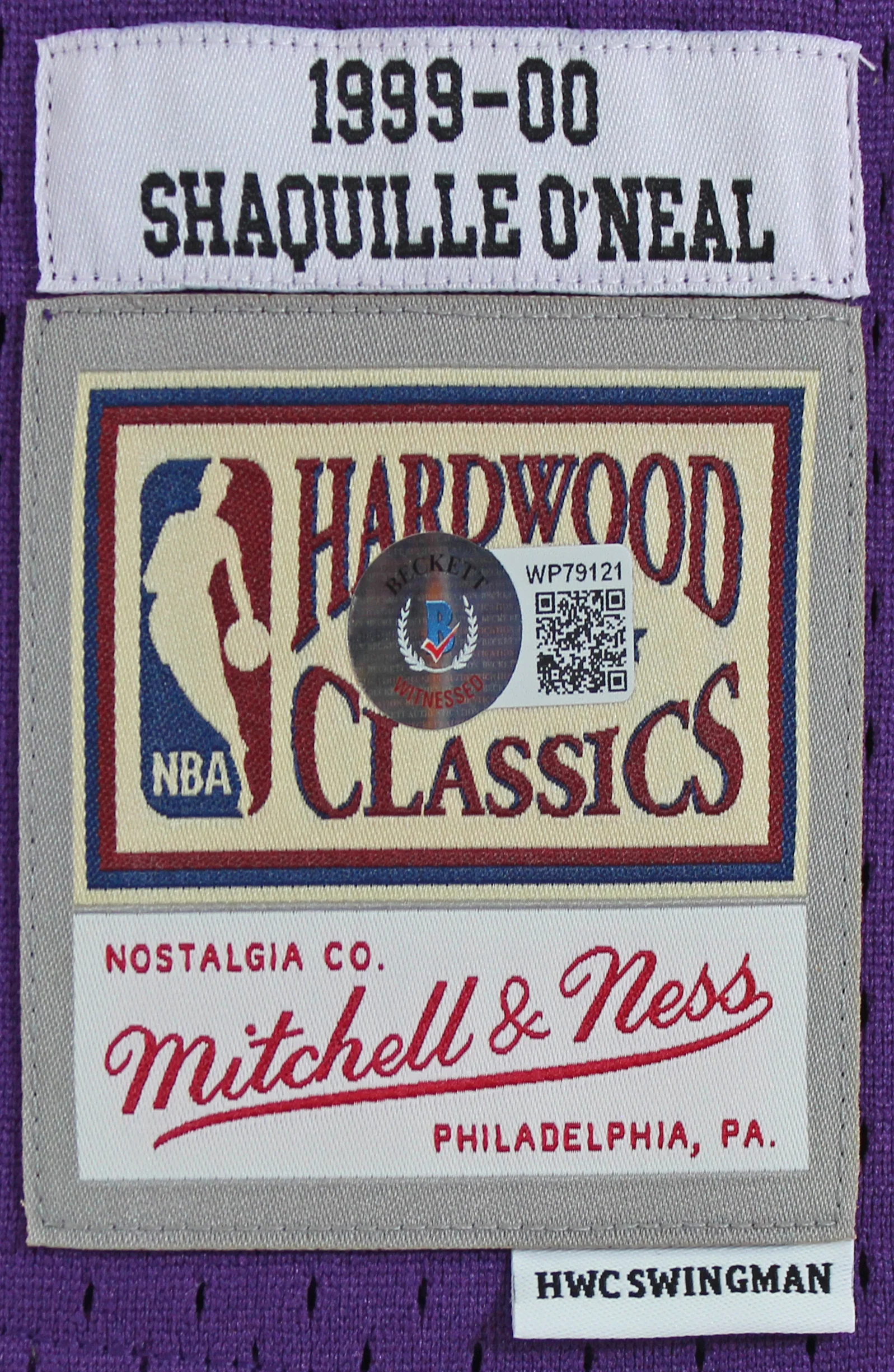 Lakers Shaquille O'Neal Signed Purple M&N 1999-00 HWC Swingman Jersey BAS Wit - Image 5