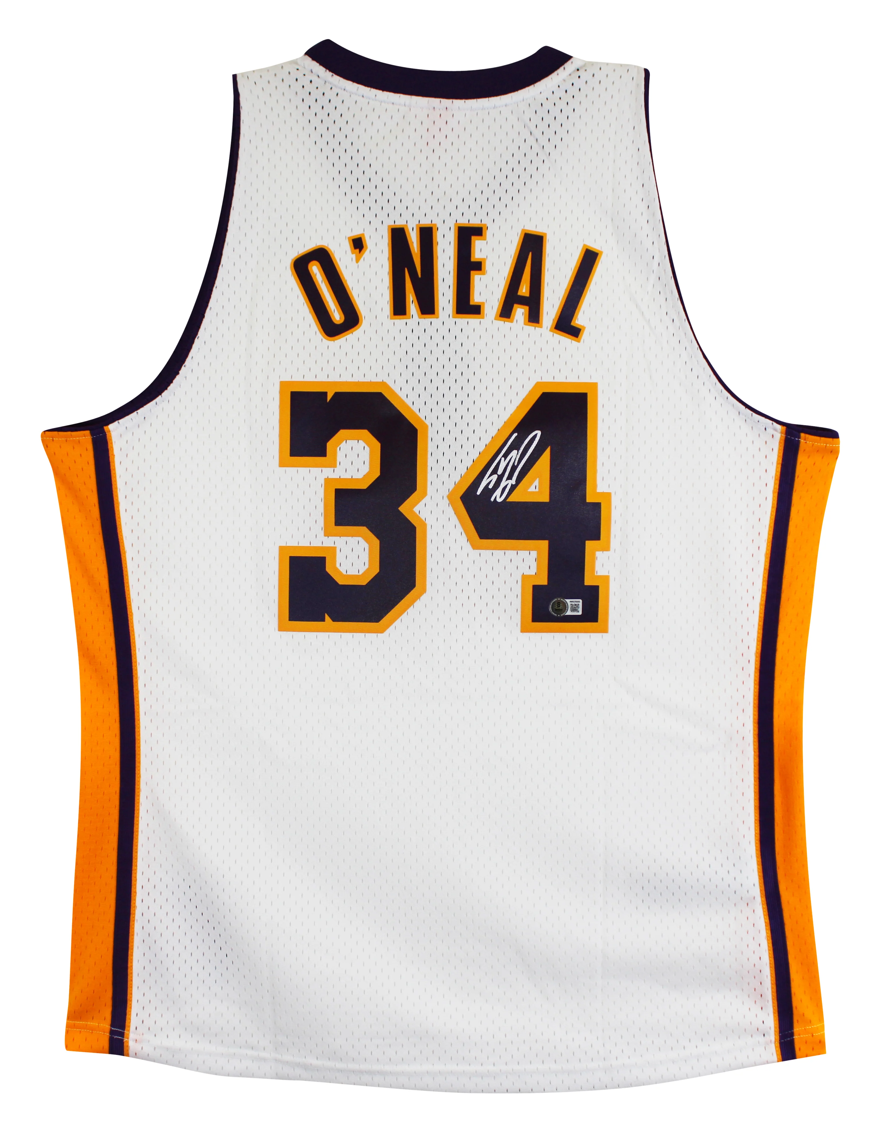 Lakers Shaquille O'Neal Signed White M&N 02-03 TB HWC Swingman Jersey BAS Wit - Image 3