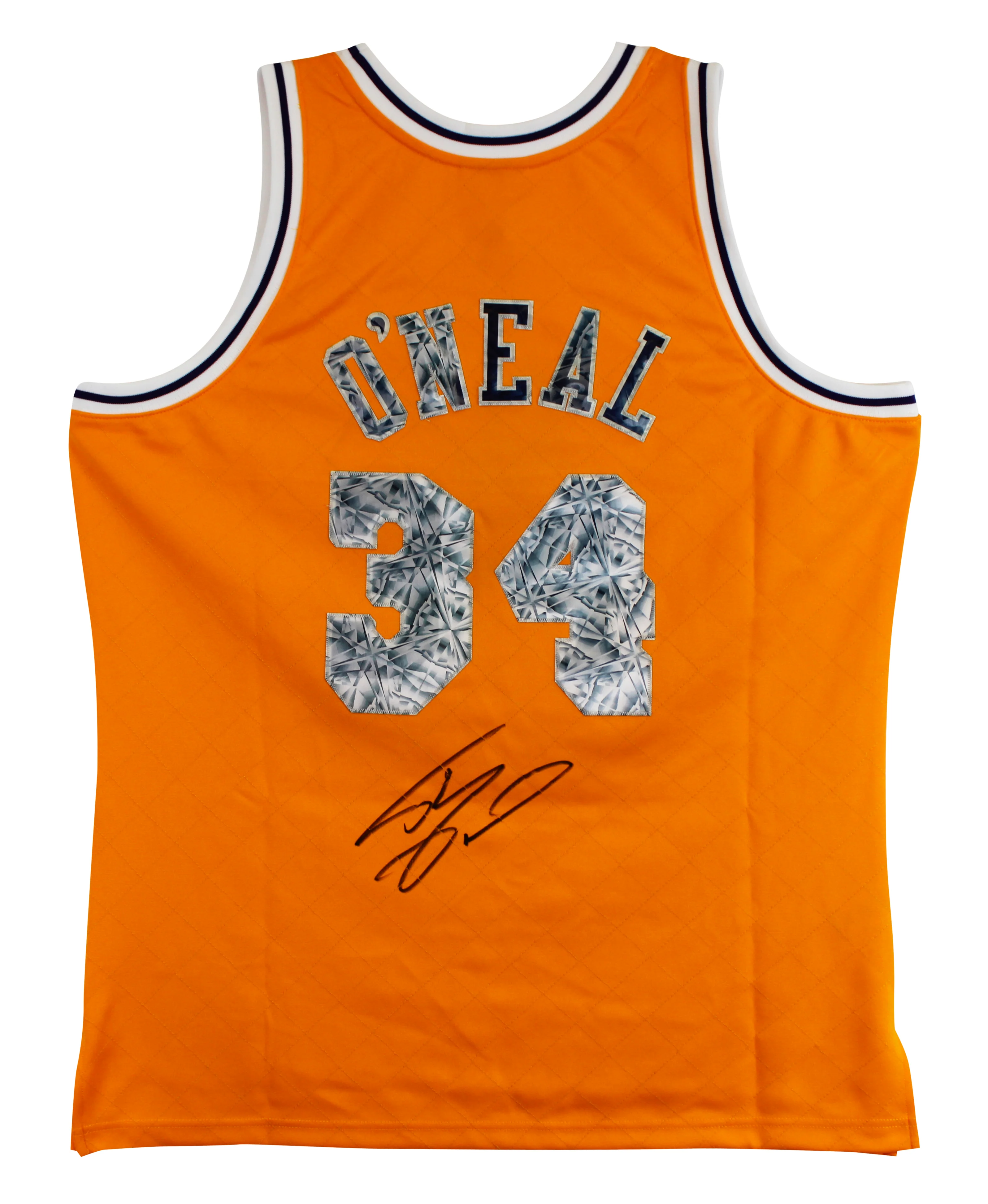 Lakers Shaquille O'Neal Signed Yellow 75th Anniv. M&N TB HWC Swingman Jersey BAS - Image 3