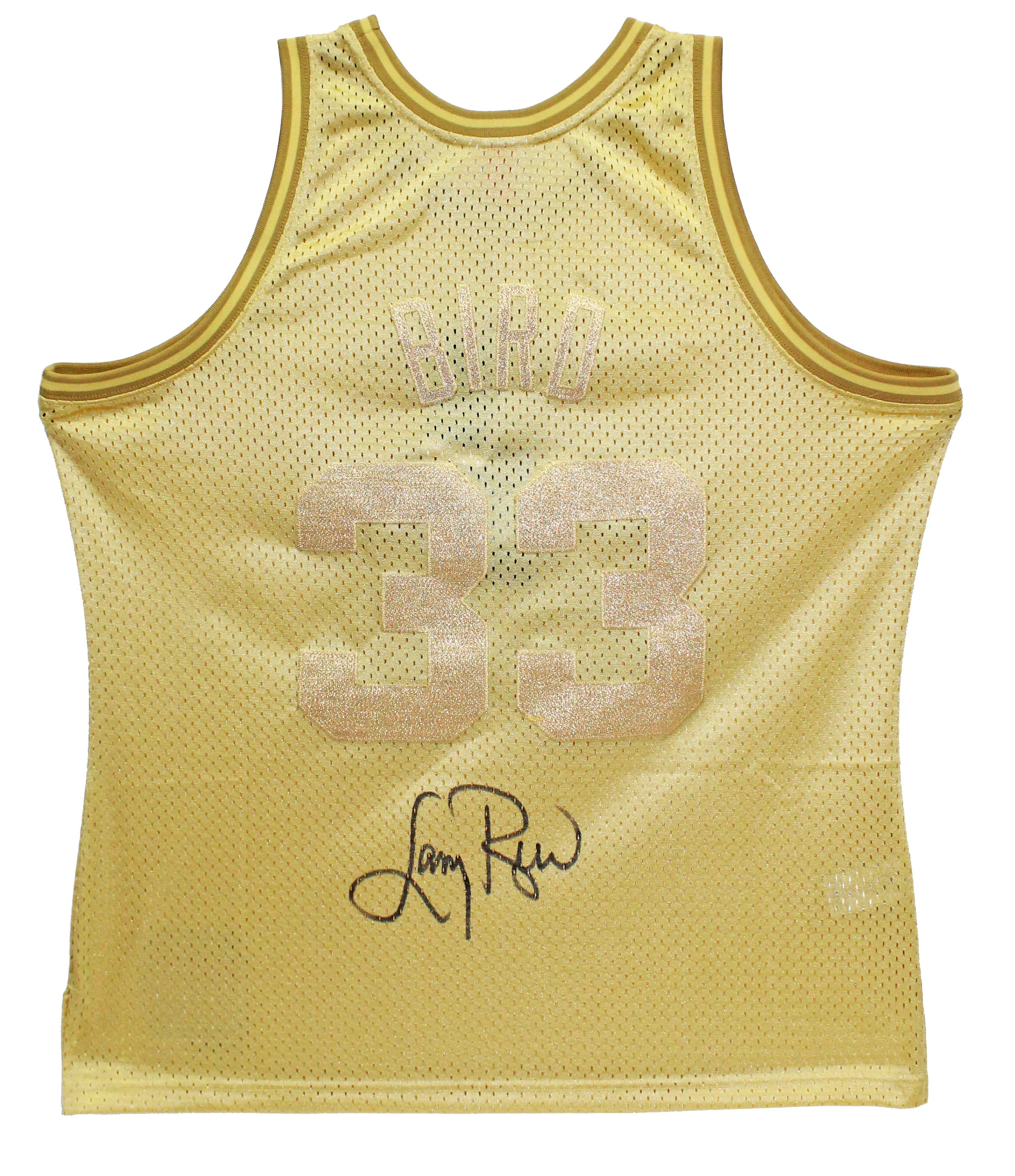 Larry Bird Authentic Signed 1985 Gold M&N HWC Swingman Jersey BAS Witnessed - Image 2