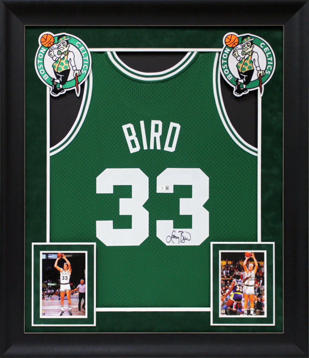 Larry Bird Authentic Signed 1985 Green M&N HWC Swingman Framed Jersey BAS Wit - Image 2