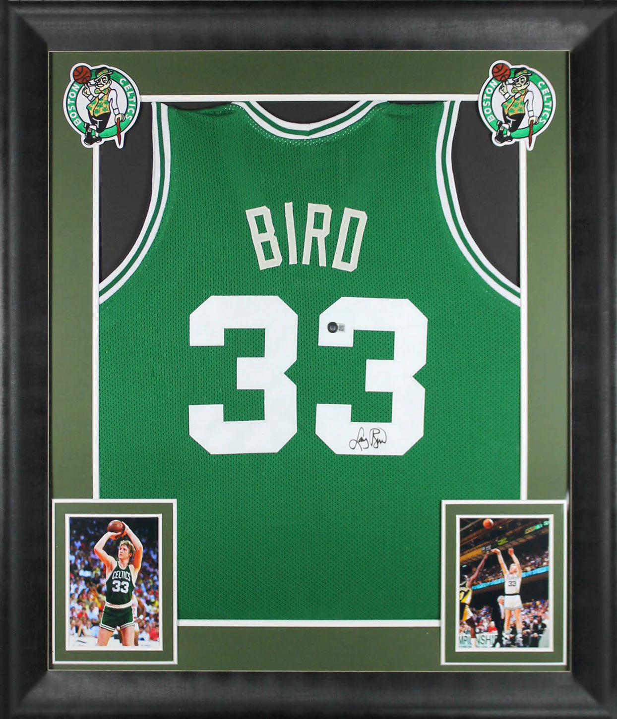 Larry Bird Authentic Signed Green Pro Style Framed Jersey Autographed BAS - Image 2