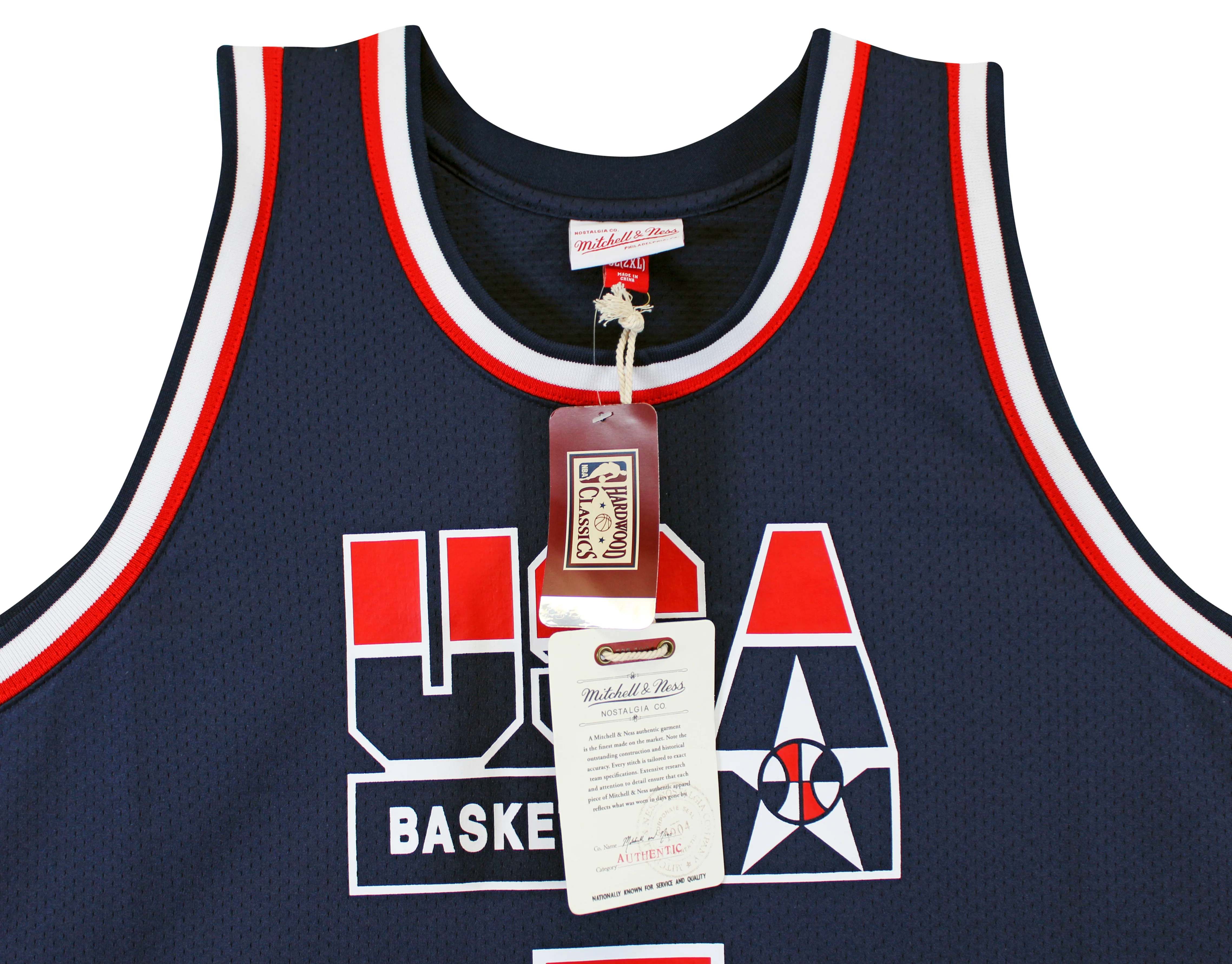 Larry Bird Authentic Signed Team USA Navy Blue M&N Authentic Jersey BAS - Image 6