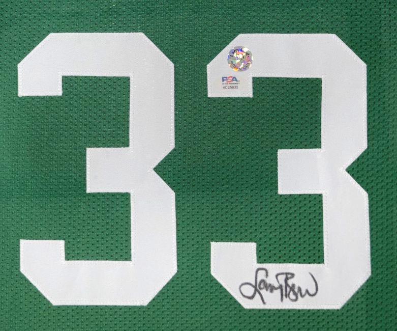 Larry Bird Boston Signed Framed Green Basketball Jersey Bird+PSA/DNA - Image 2
