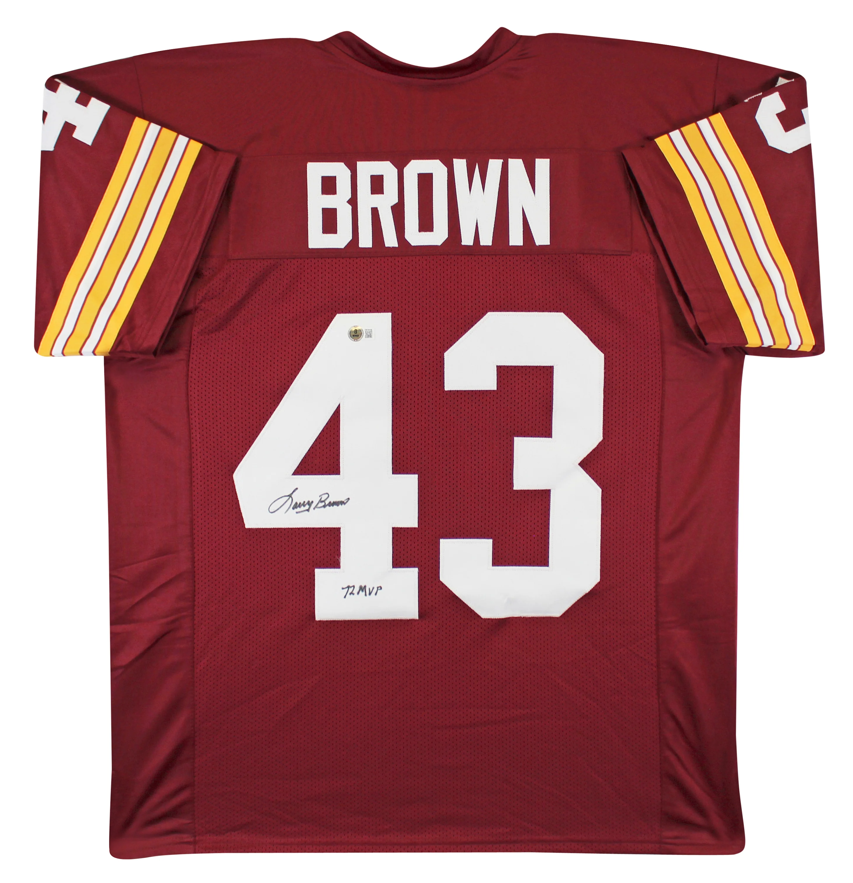 Larry Brown Authentic Signed Maroon Pro Style Jersey Autographed BAS Witnessed - Image 2