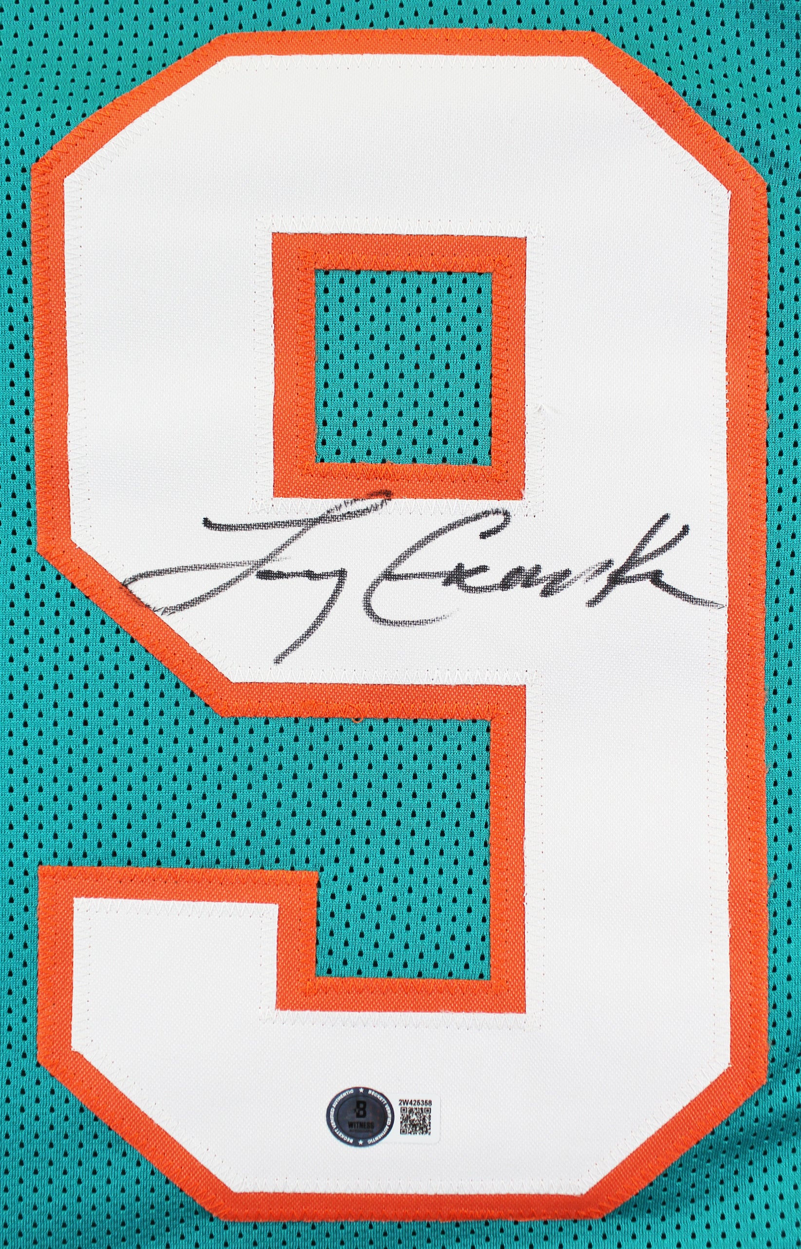 Larry Csonka Authentic Signed Teal Pro Style Jersey Autographed BAS Witnessed - Image 3