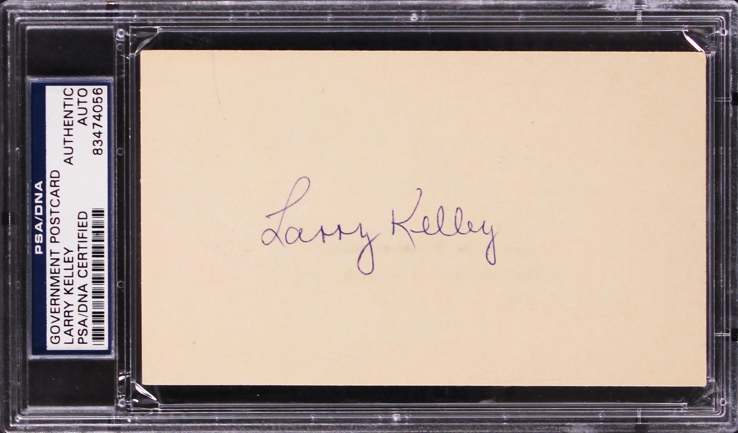 Larry Kelley Authentic Signed 3.25x5.5 Government Postcard Autographed PSA Slab - Image 2