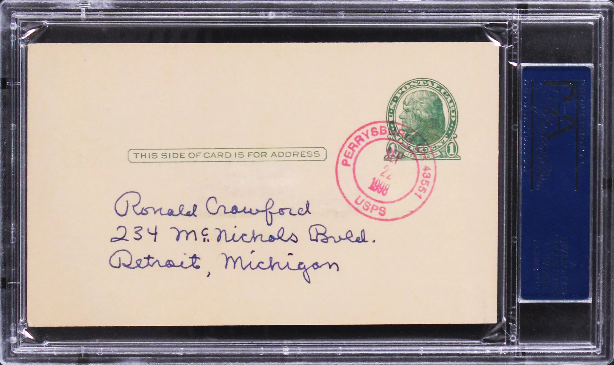 Larry Kelley Authentic Signed 3.25x5.5 Government Postcard Autographed PSA Slab - Image 3