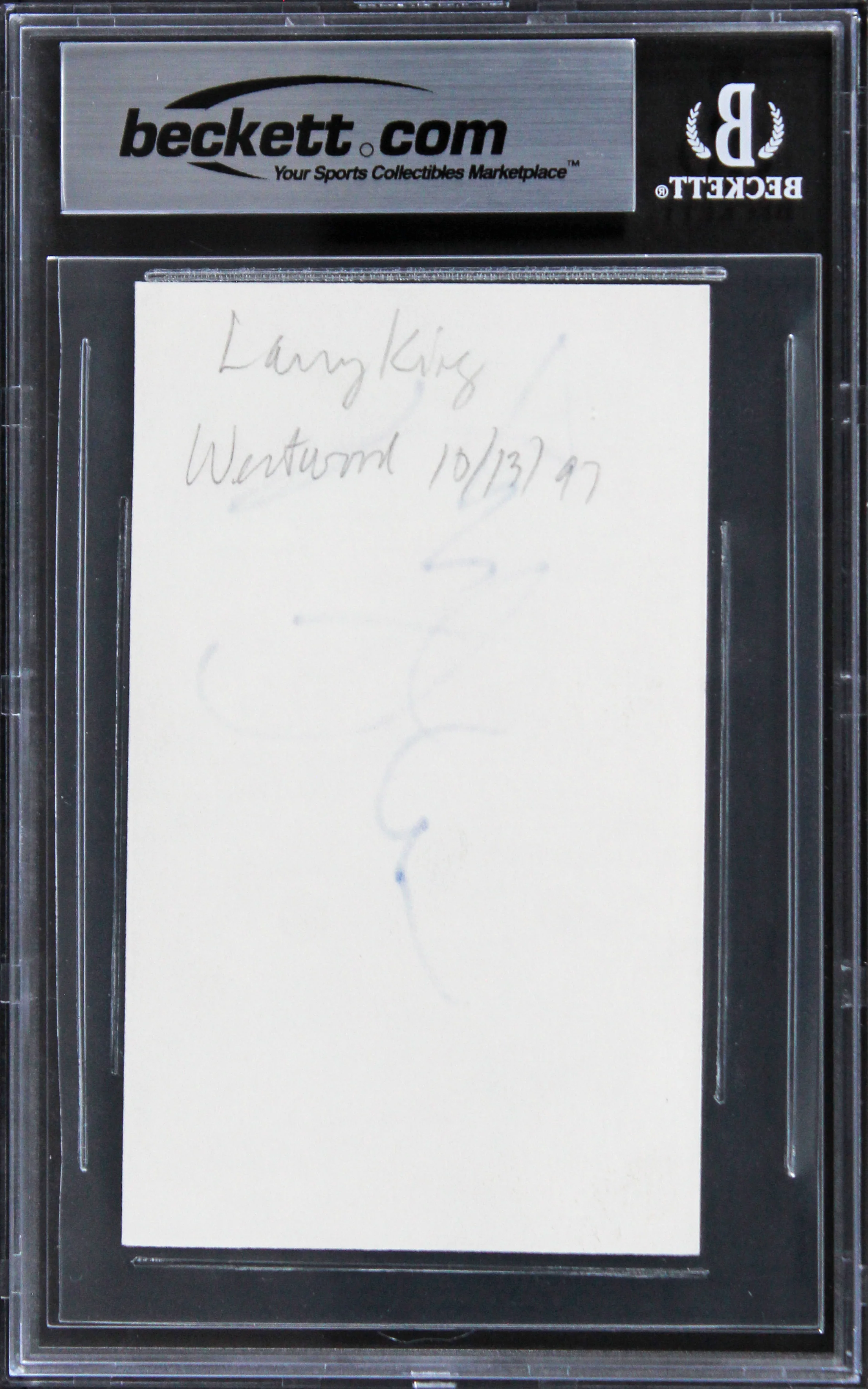 Larry King Ghostbusters Authentic Signed 3x5 Index Card Autographed BAS Slabbed - Image 3